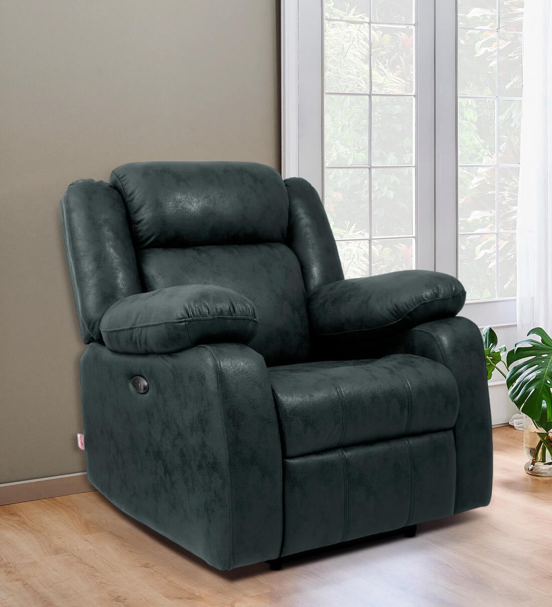 Buy Avalon Fabric 1 Seater Motorized Recliner in Midnight Blue Colour ...