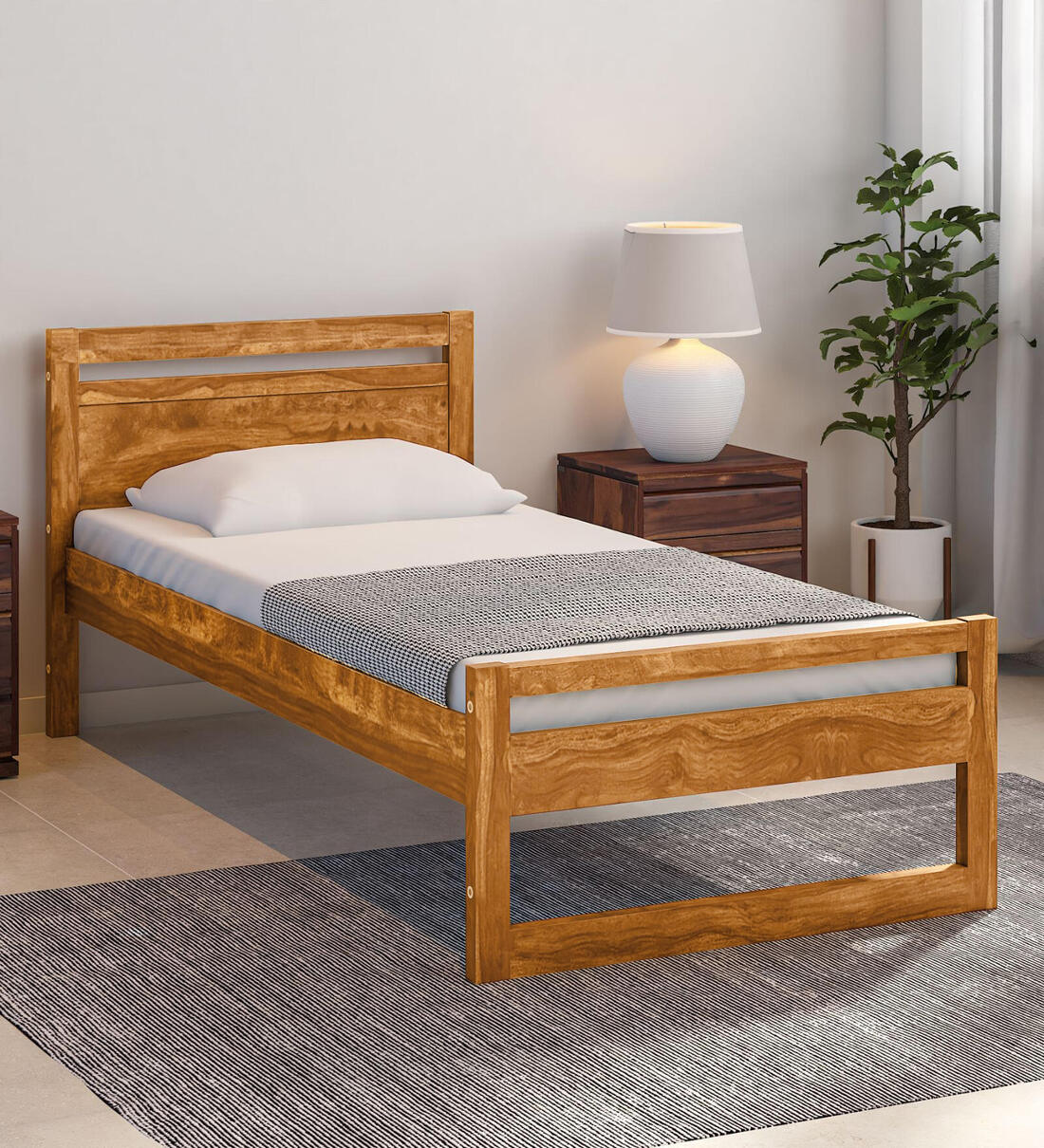 Buy Avian Sheesham Wood Single Bed In Scratch Resistant Rustic Teak ...