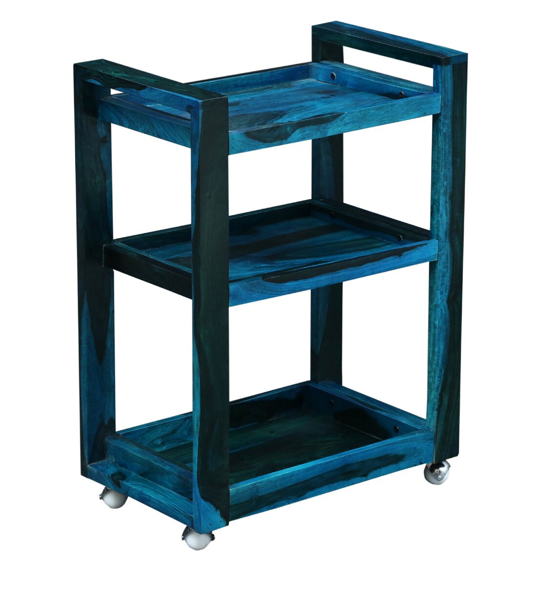 Buy Avian Solid Wood Bar Trolley In Ocean Blue Finish By Woodsworth