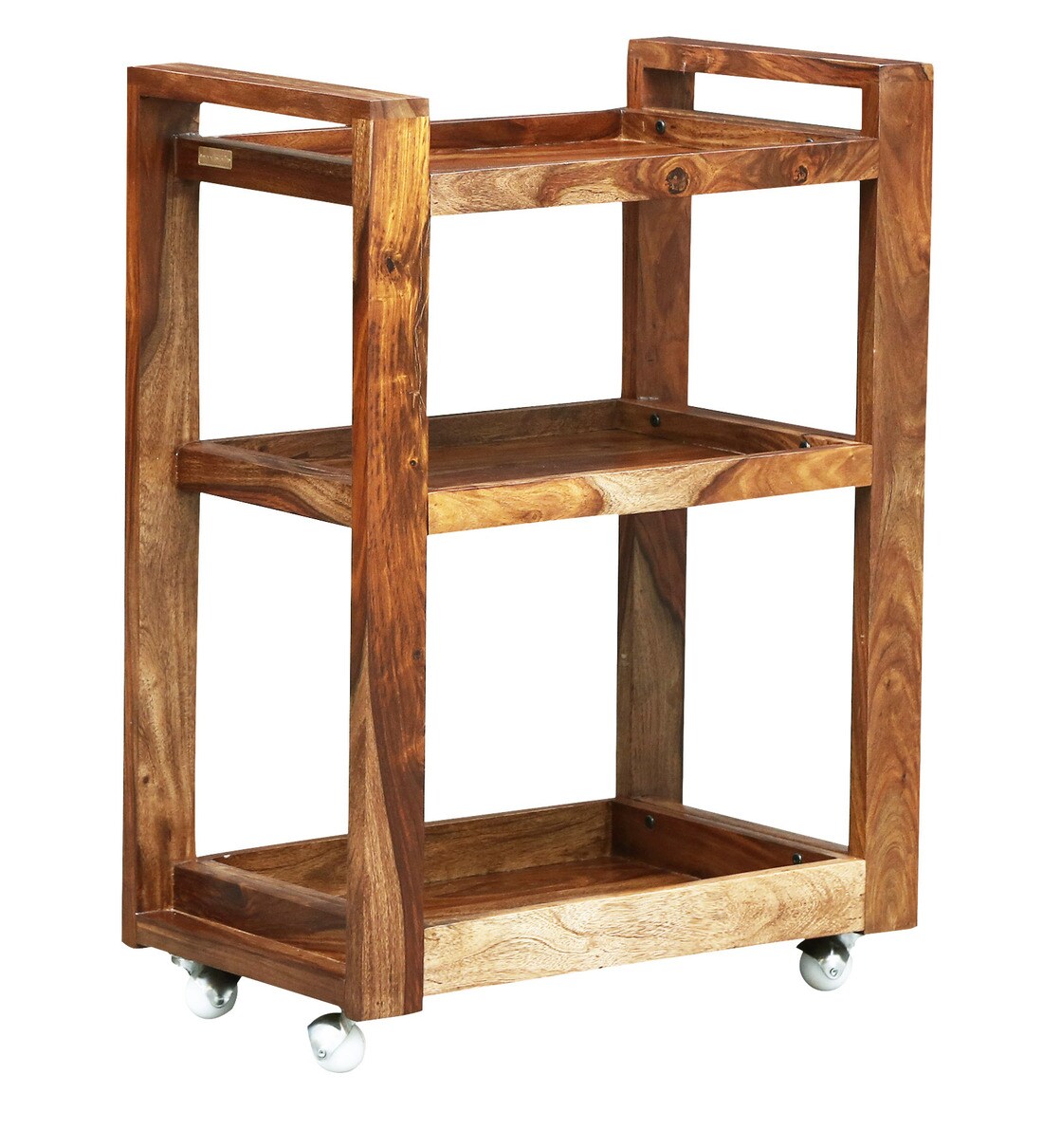 Buy Avian Solid Wood Bar Trolley In Rustic Teak Finish By Woodsworth