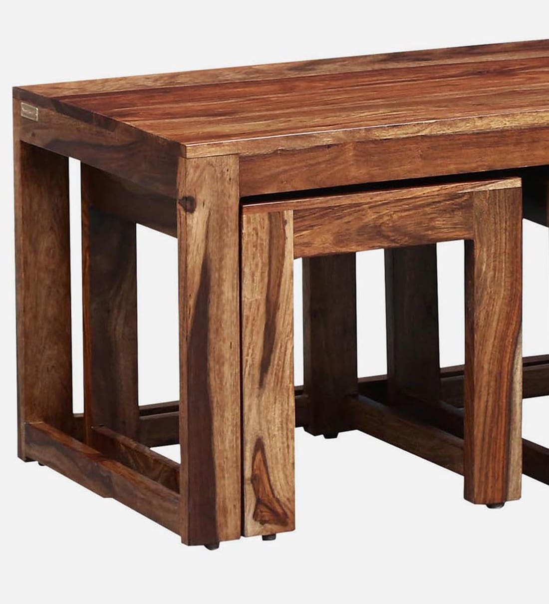 Buy Avian Sheesham Wood Nesting Coffee Table Set in Rustic Teak Finish