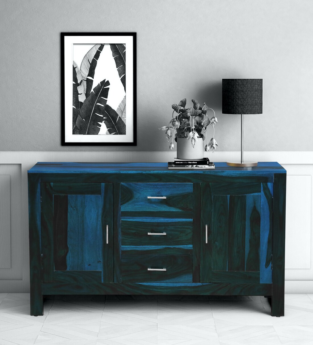 Buy Avian Sheesham Wood Sideboard In Ocean Blue Finish Online Modern and Sideboards