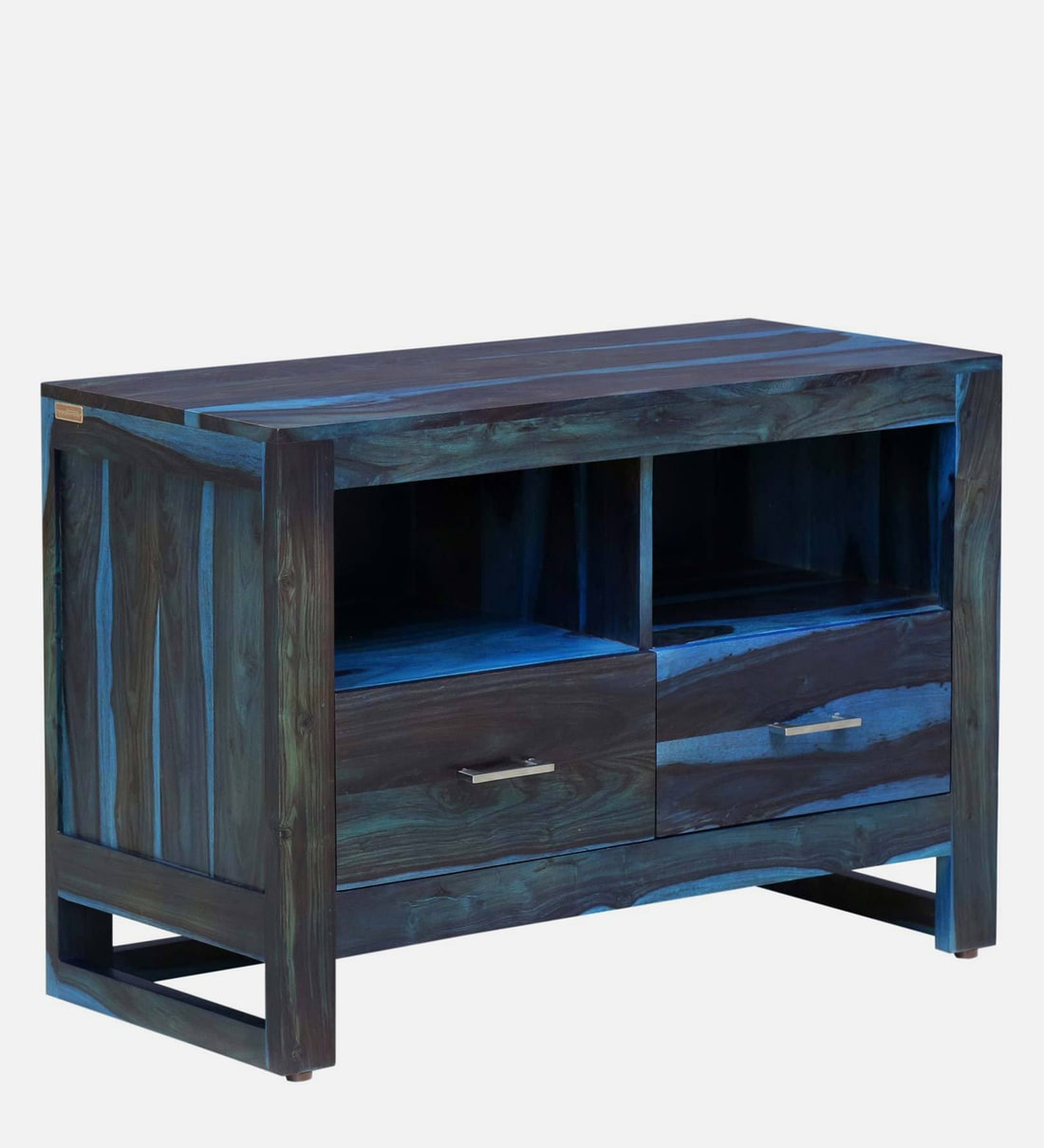 Buy Avian Sheesham Wood TV Console with Drawers In Ocean Blue Finish For TVs Up To 32\ Online