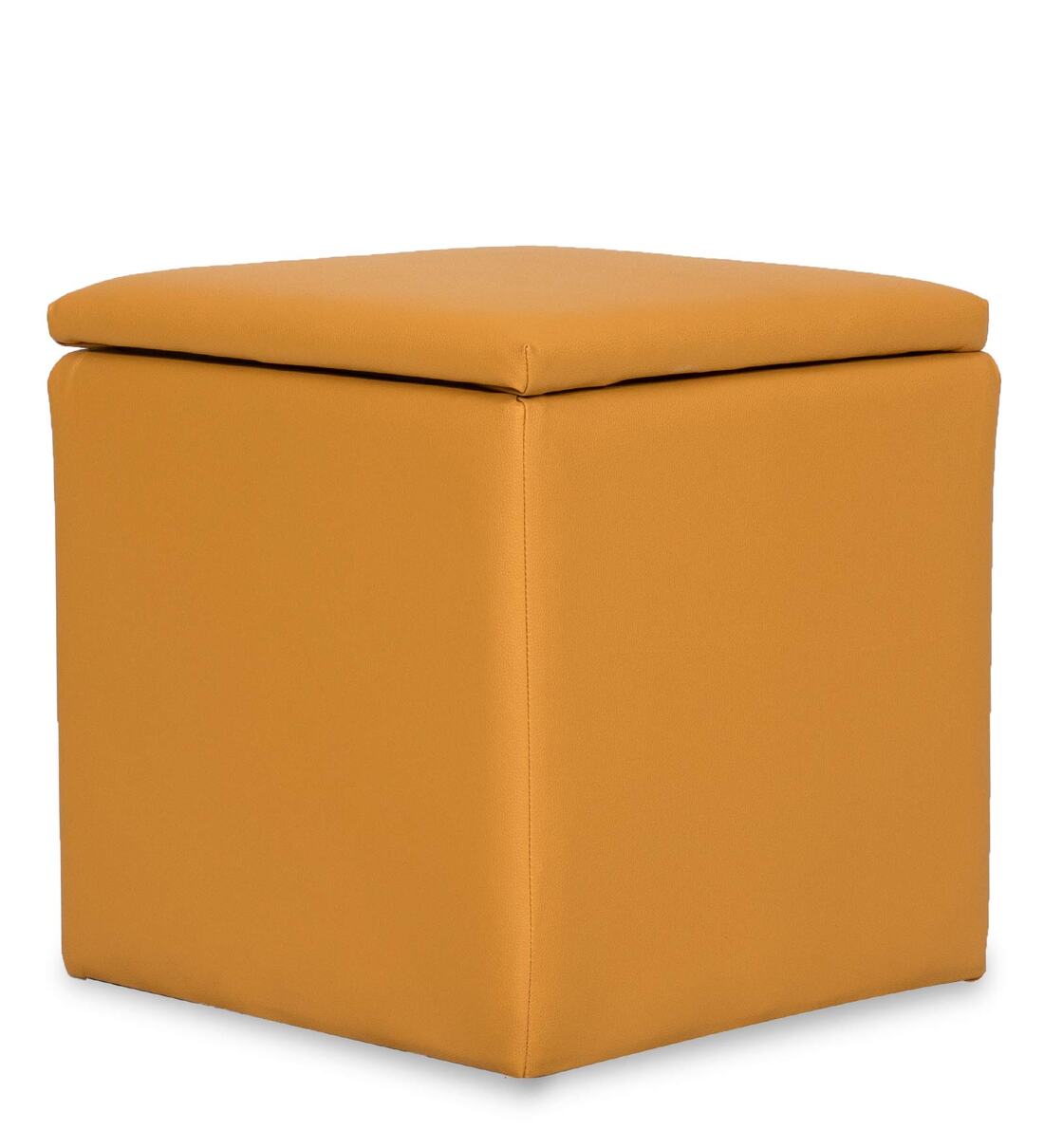 Buy Avika Leatherette Ottoman in Yellow Colour by Muebles Casa Online