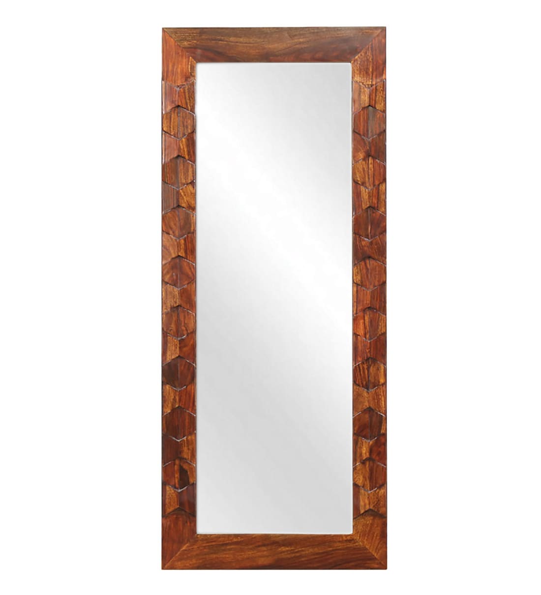 Buy Solid Wood Full Length Mirror in Brown colour Woodsworth By