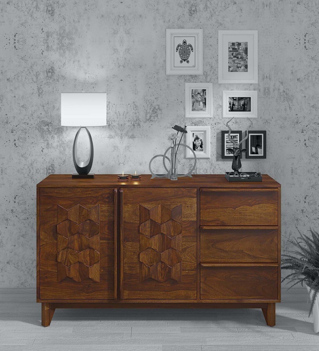 Buy Avilys Solid Wood Sideboard in Provincial Teak Finish By Woodsworth