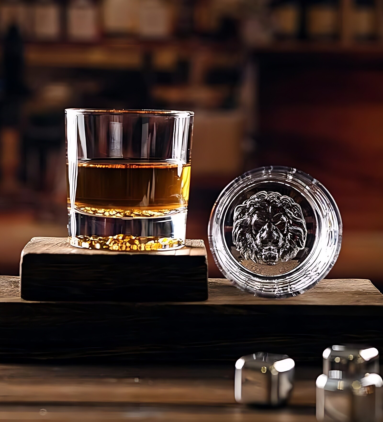 AVA Lion Clear Glass Double Old Fashioned Whiskey Glass (Pack of 6)