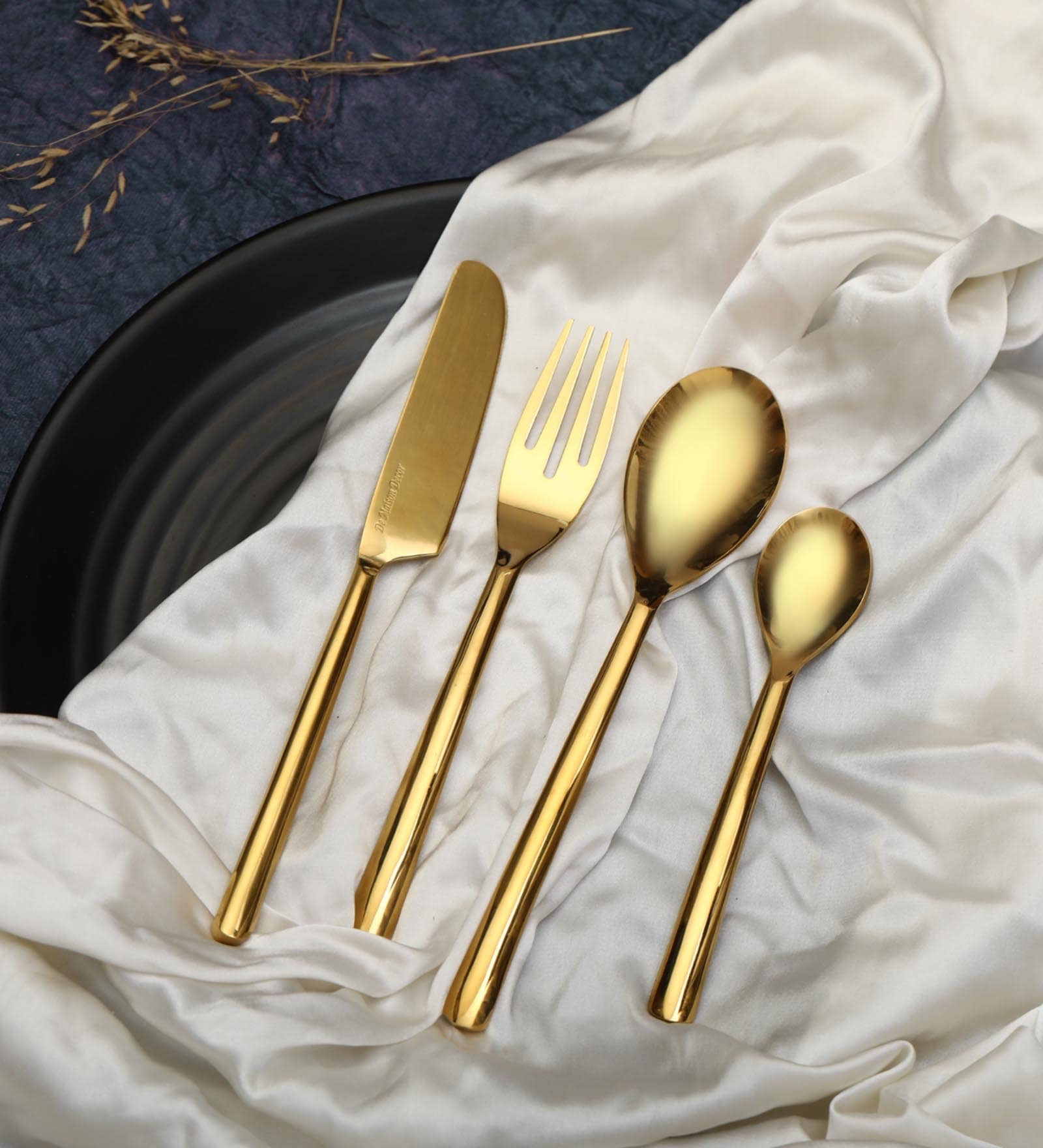 Ava Luxe Gold   Stainless Steel (Set of 16) Cutlery  Set