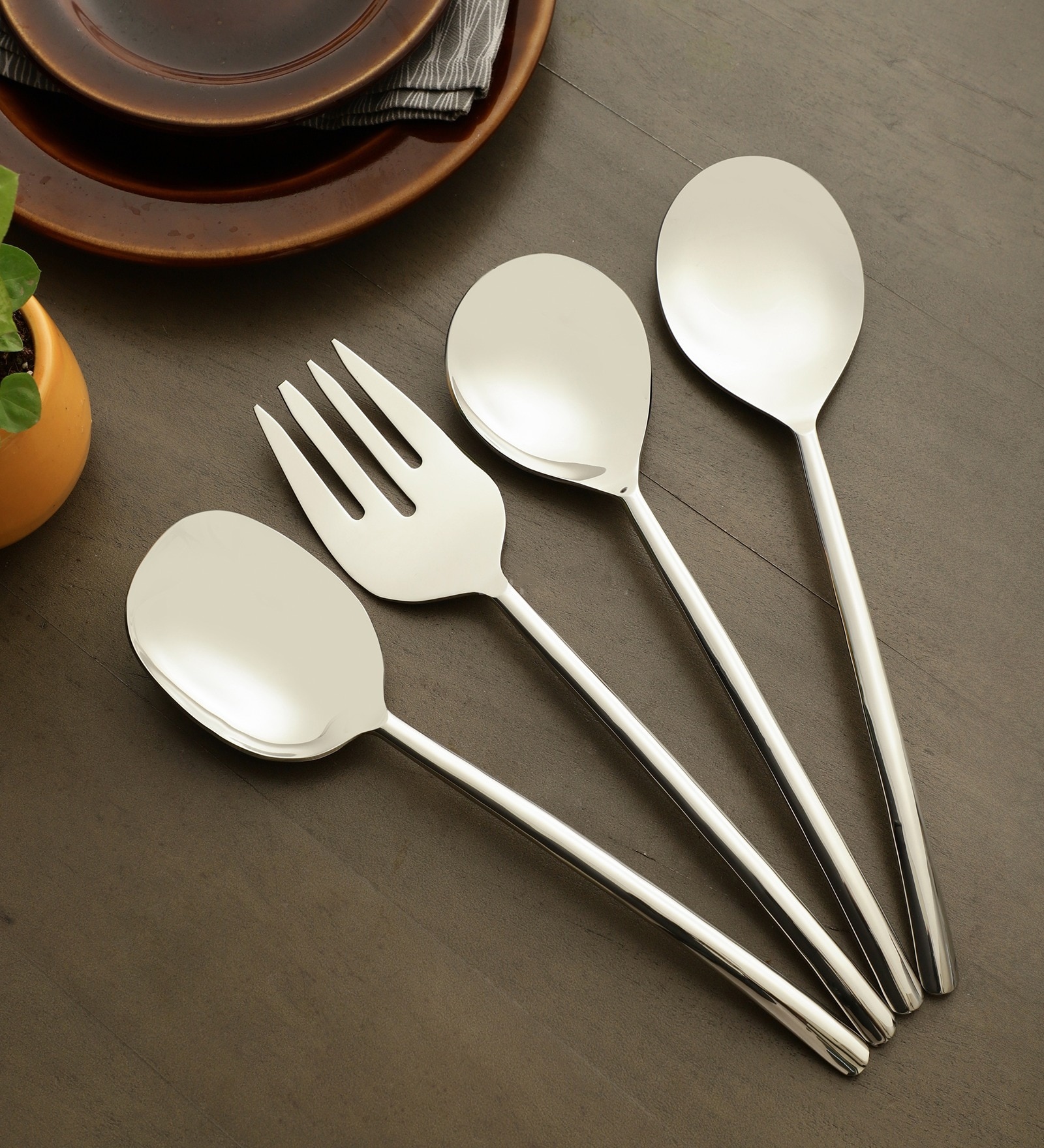 Ava Luxe Silver Serving Set