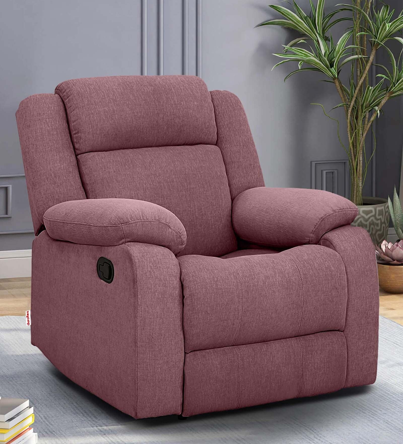 Avalon Fabric 1 Seater Manual Recliner In Dusky Pink Colour