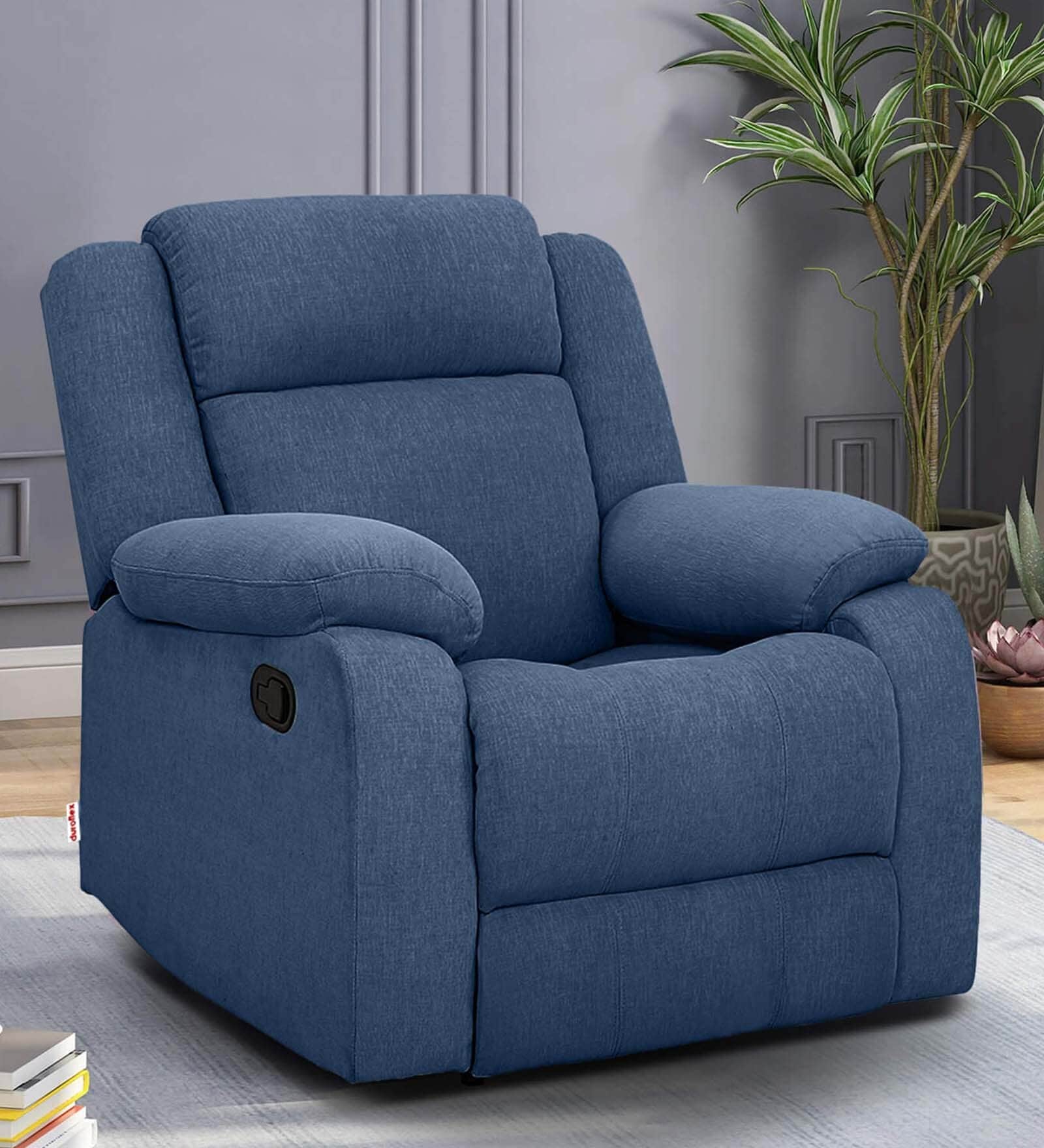 Avalon Fabric 1 Seater Manual Recliner In Twilight Blue Colour