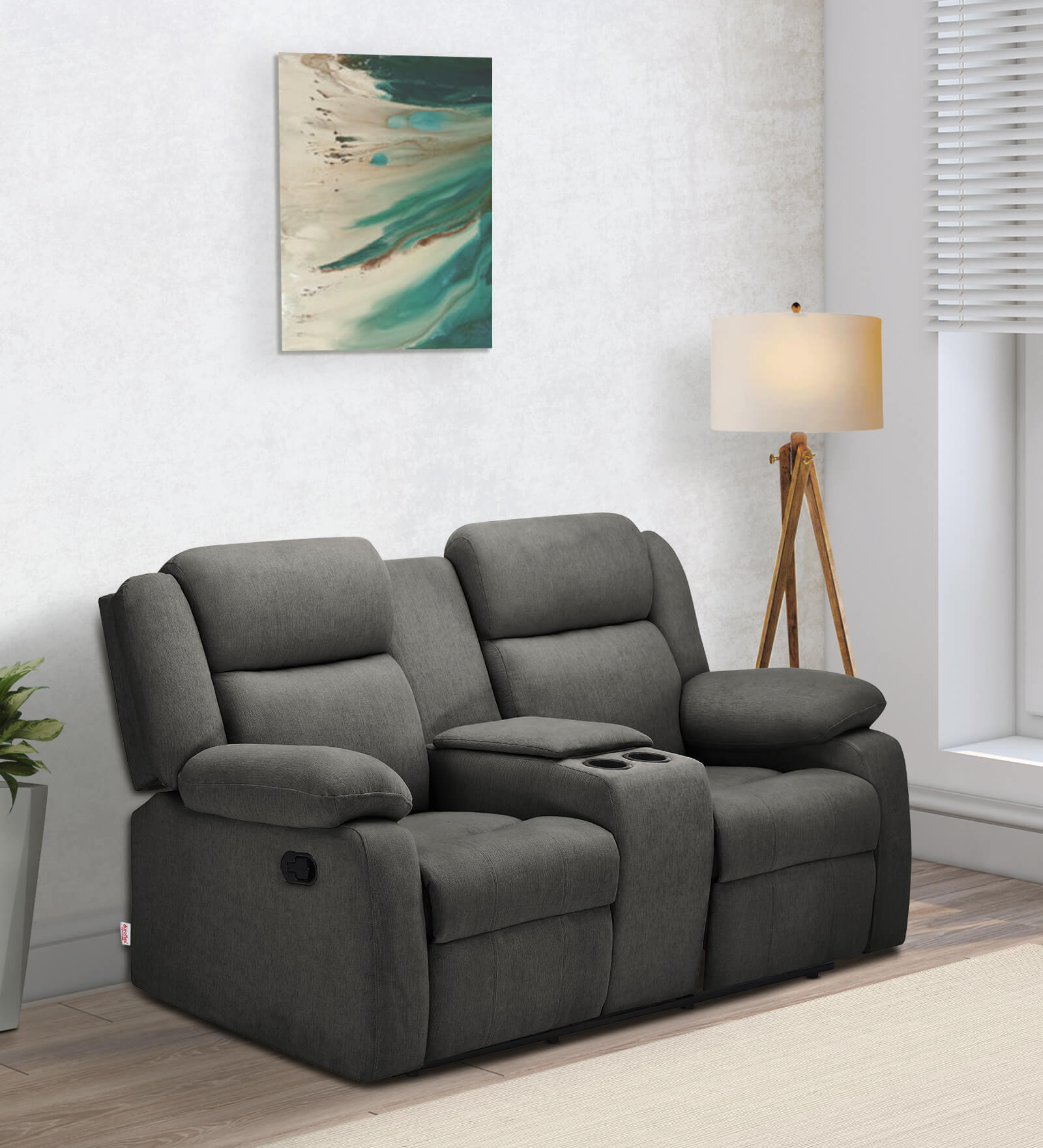 Buy Avalon Fabric Manual 2 Seater Recliner In Grey Colour at 25% OFF by ...