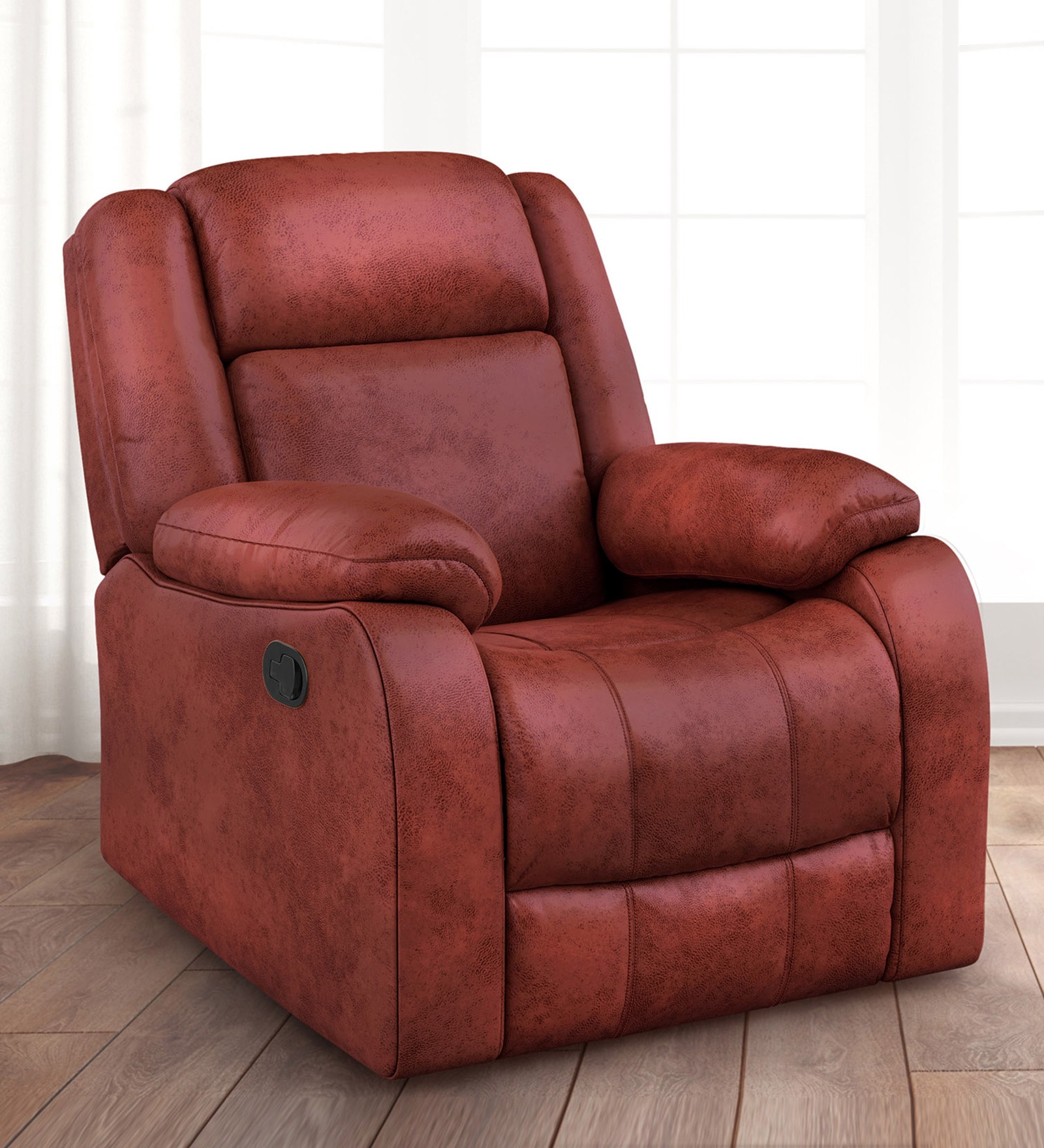 Avalon Fabric Manual 1 Seater Recliner In Crimson Red Colour