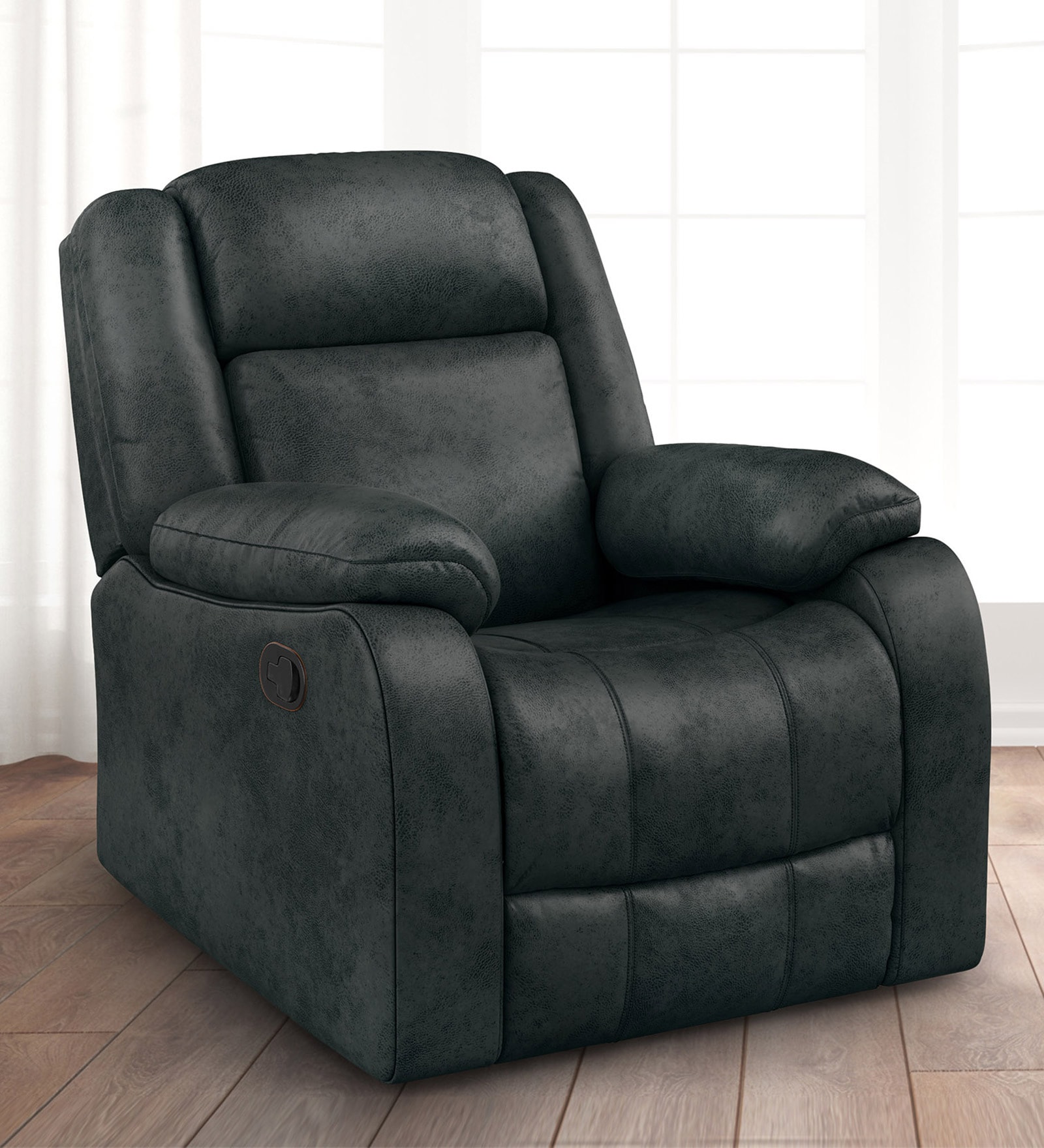 Avalon Fabric Manual 1 Seater Recliner In Midnight Blue Colour
