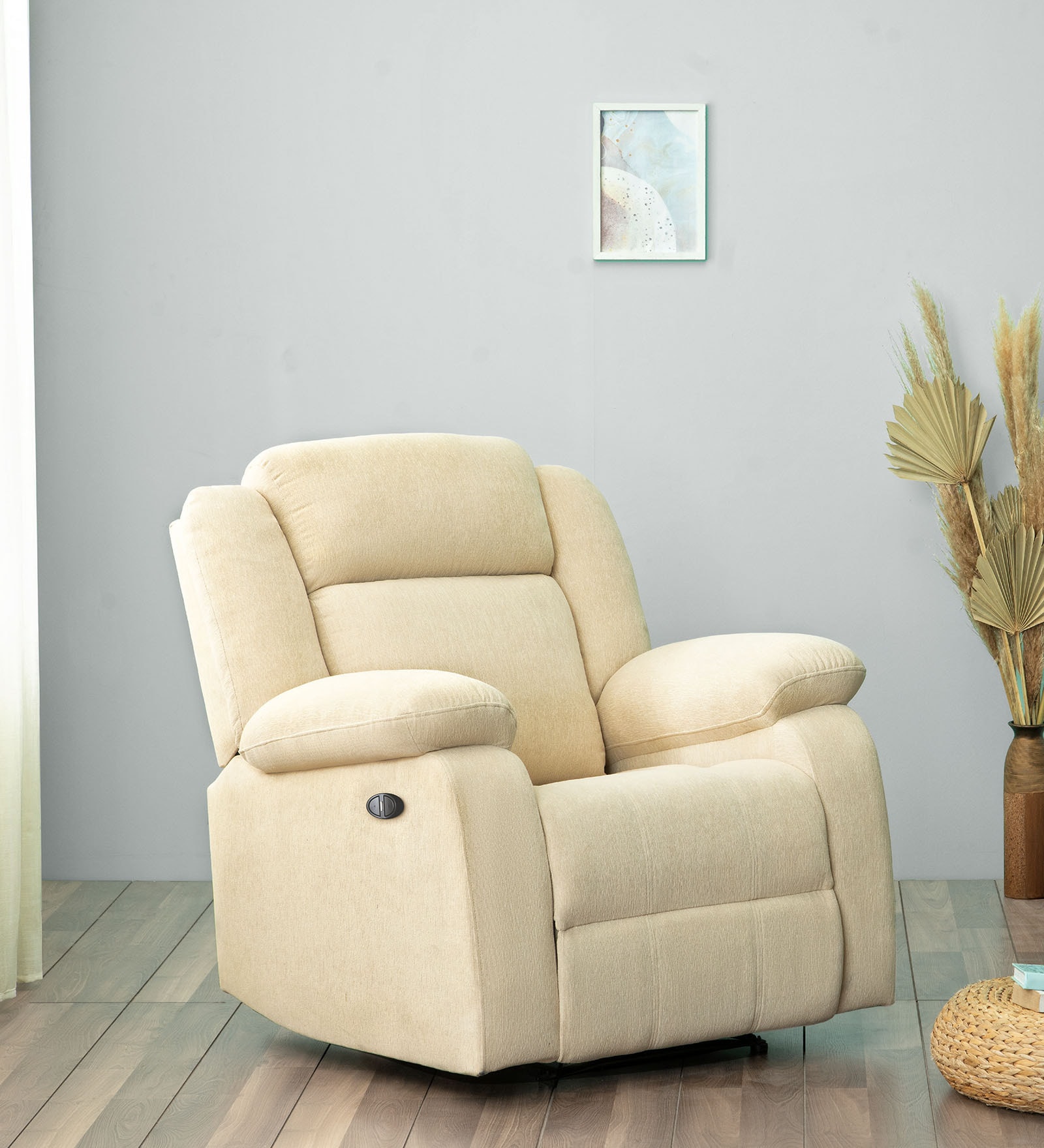 Avalon Fabric Motorized 1 Seater Recliner In Beige Colour