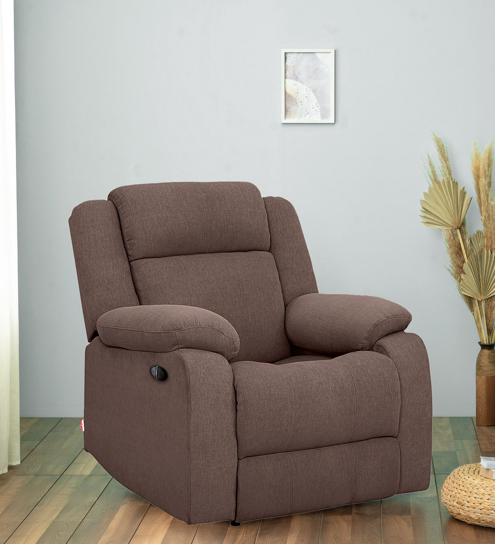 Avalon Fabric Motorized 1 Seater Recliner In Saddle Brown Colour