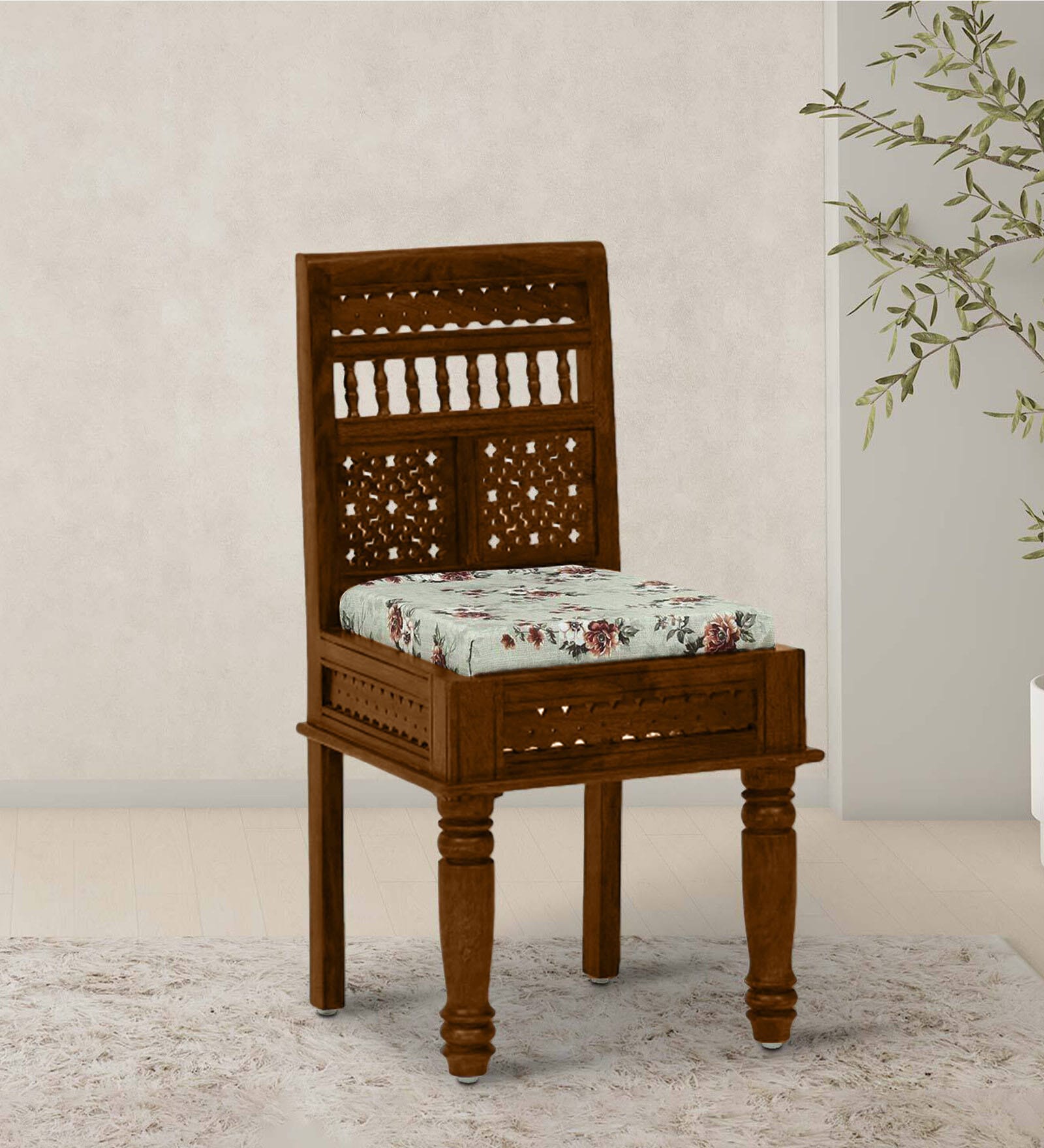 Avantika Sheesham Wood Dining Chair In Scratch Resistant Provincial Teak Finish (Set Of 2)
