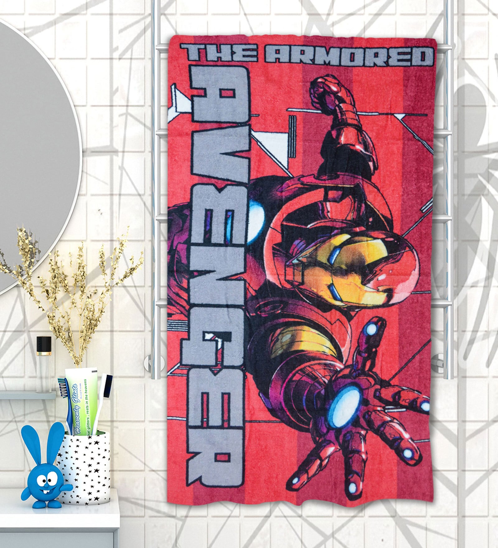 Avengers Red 350 GSM Cotton Kids Towels