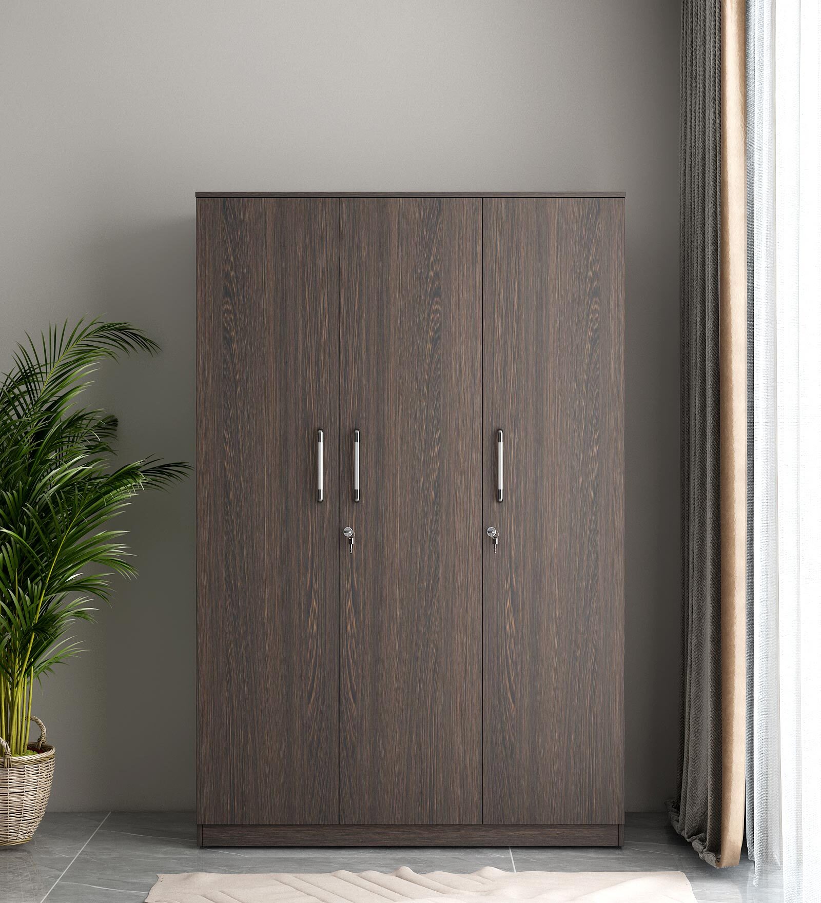 Buy Avenue 3 Door Wardrobe In Brown Flowery Wenge Finish at 3 OFF by