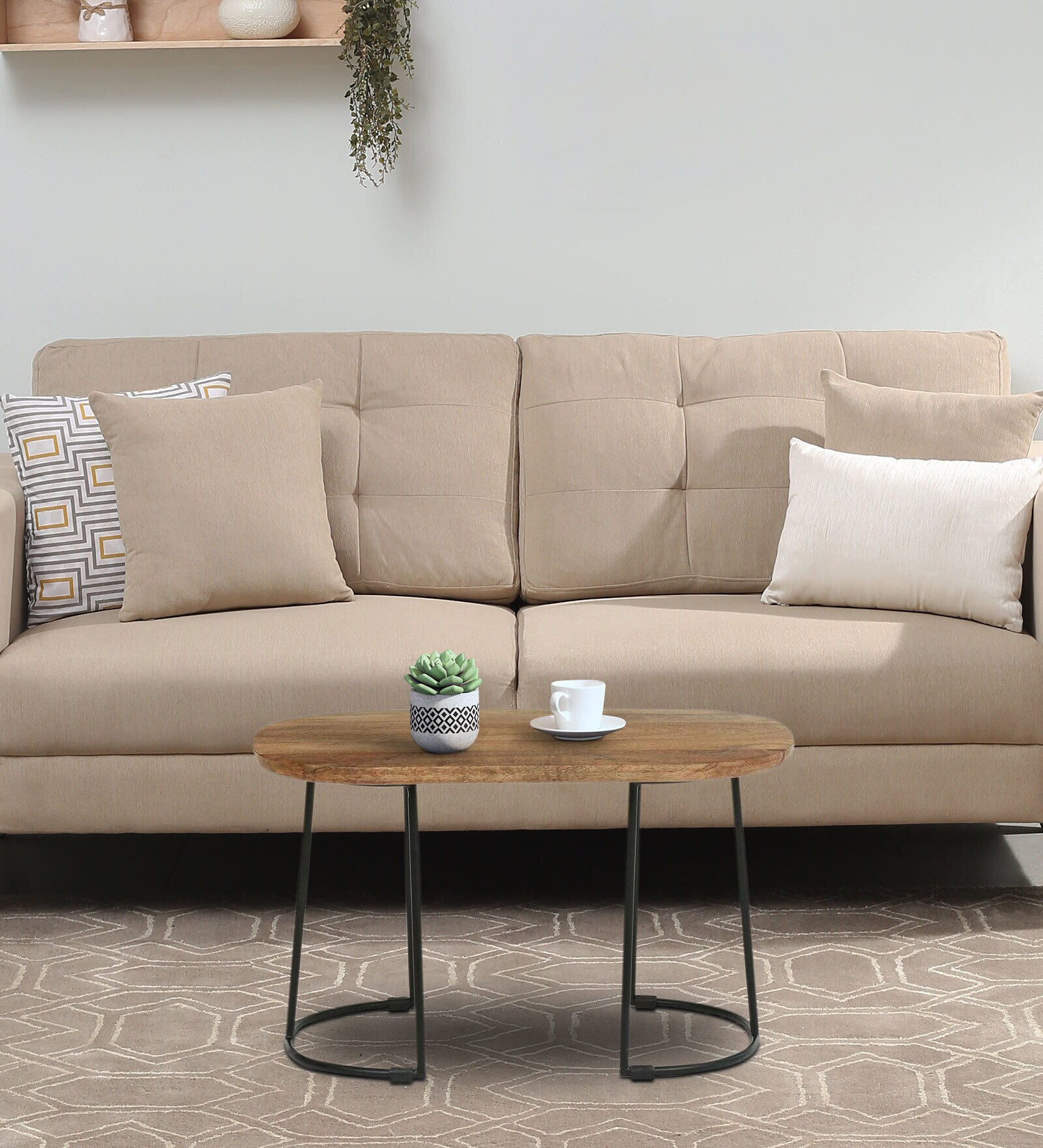 Aversa Metal Coffee Table In Natural Finish