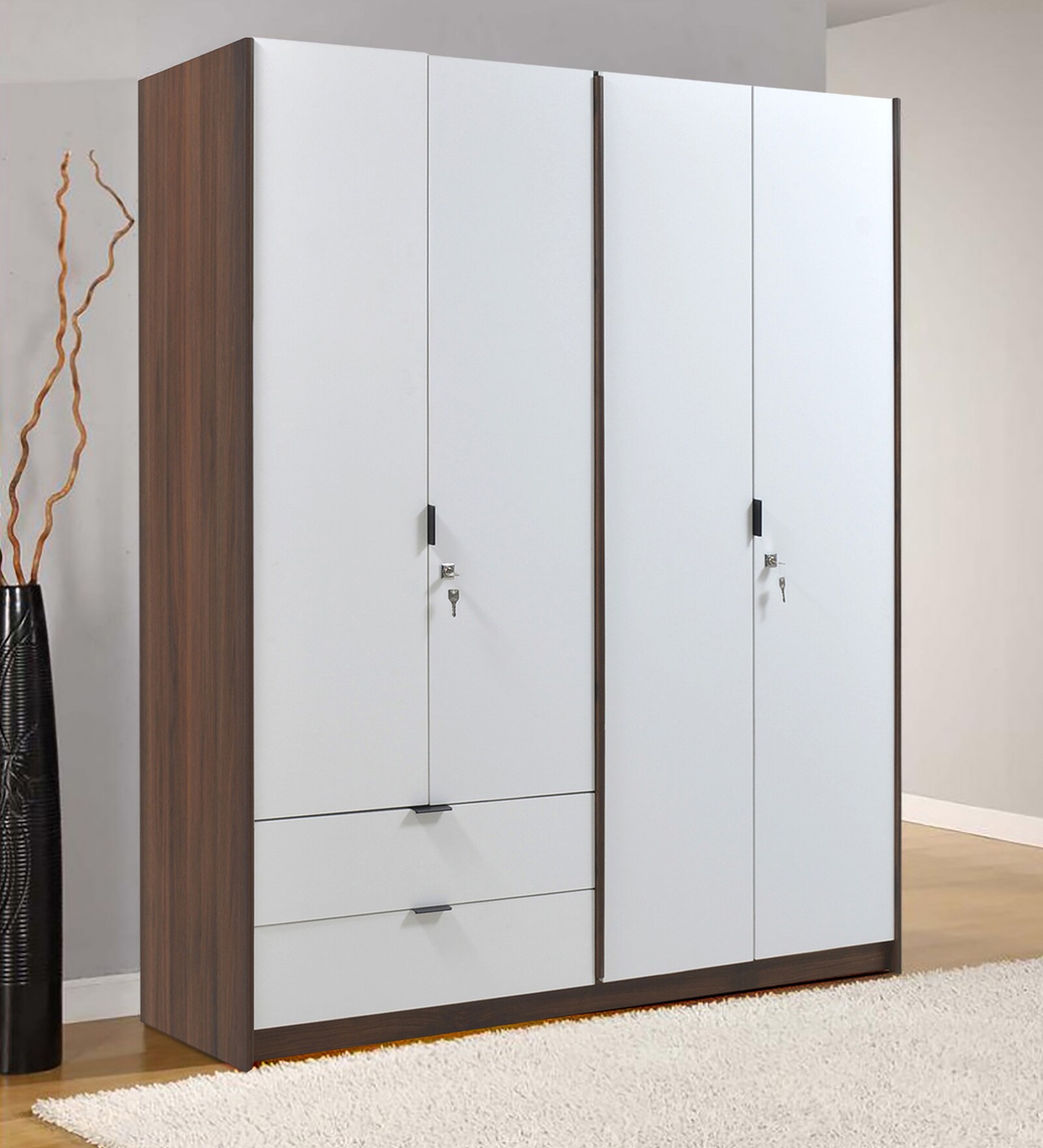 Avery 4 Door Wardrobe in Wenge & White Finish