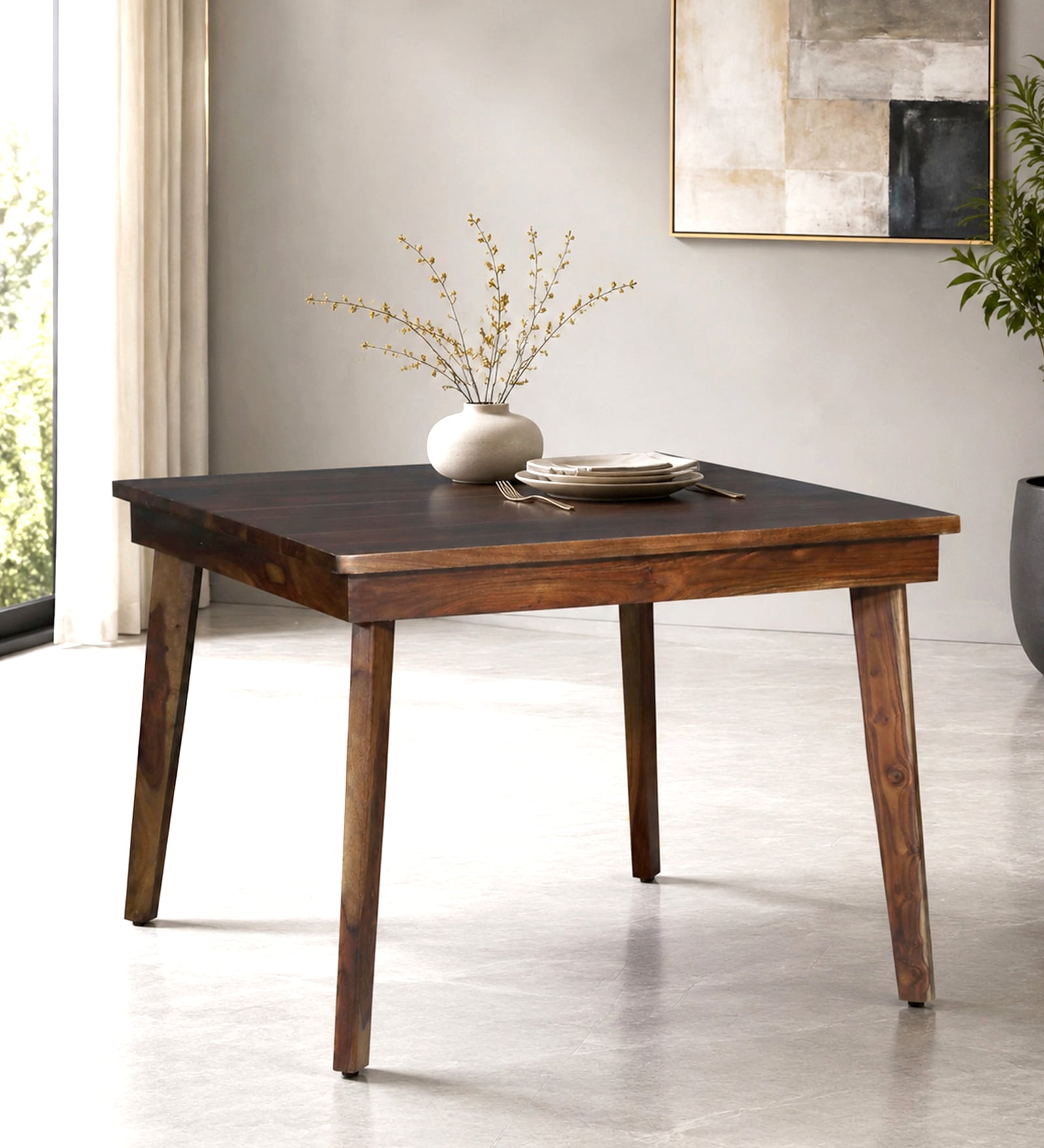 Avian Sheesham Wood 4 Seater Dining Table in Provincial Teak Finish Avian Sheesham Wood 4 Seater Dining Table in Provincial Teak Finish