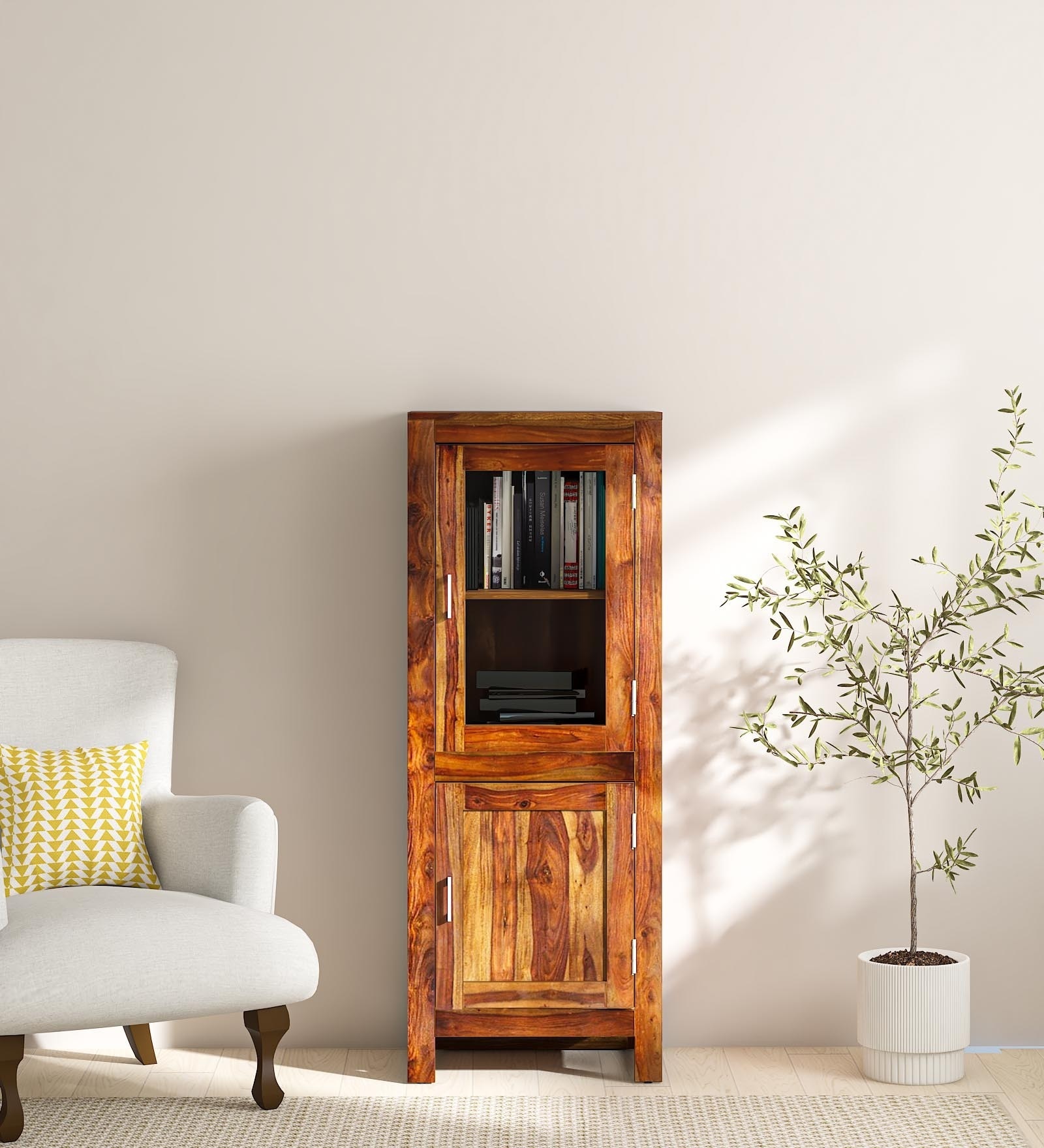 Avian Sheesham Wood Book Case In Scratch Resistant Provincial Teak Finish