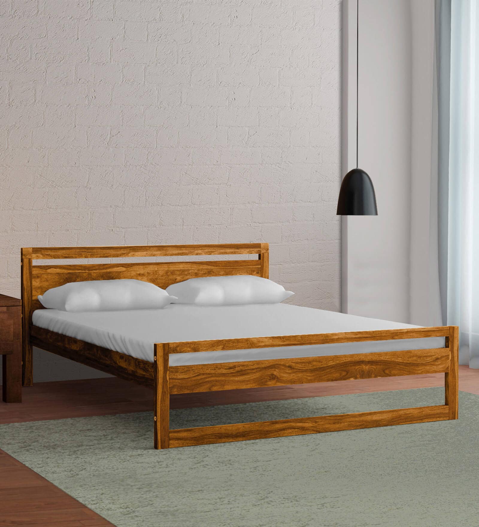 Avian Sheesham Wood King Size Bed In Scratch Resistant Rustic Teak Finish