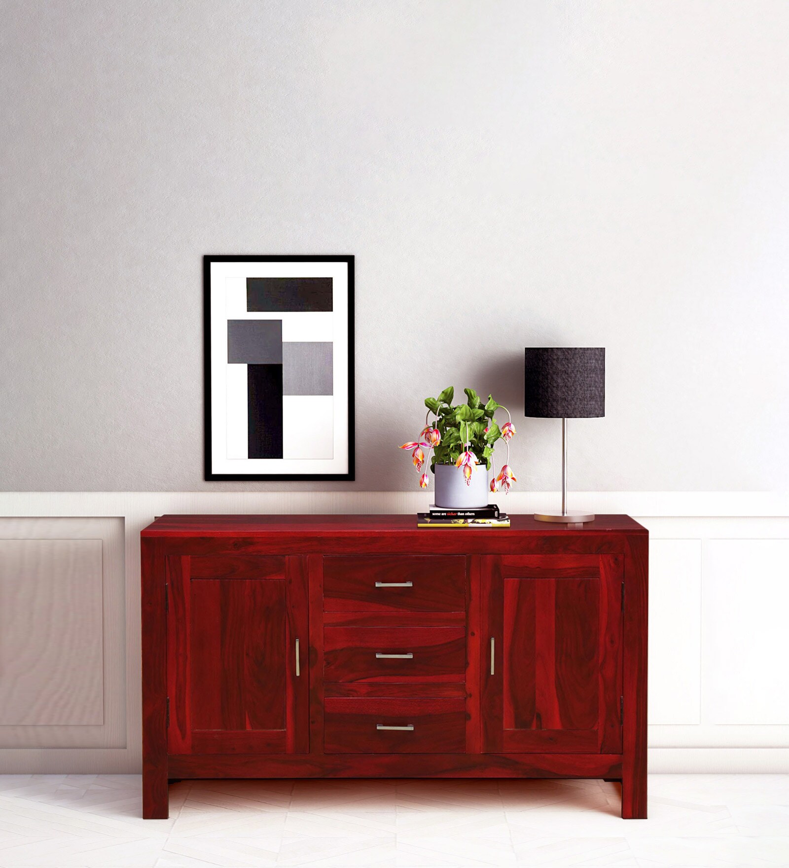 Avian Sheesham Wood Sideboard In Spicy Red Finish