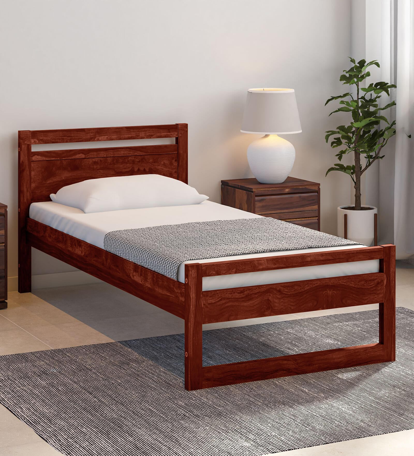 Buy Avian Sheesham Wood Single Bed In Scratch Resistant Honey Oak ...