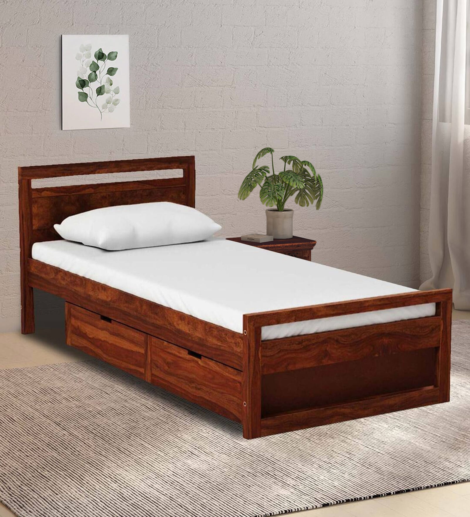 Buy Avian Sheesham Wood Single Bed In Scratch Resistant Provincial Teak ...