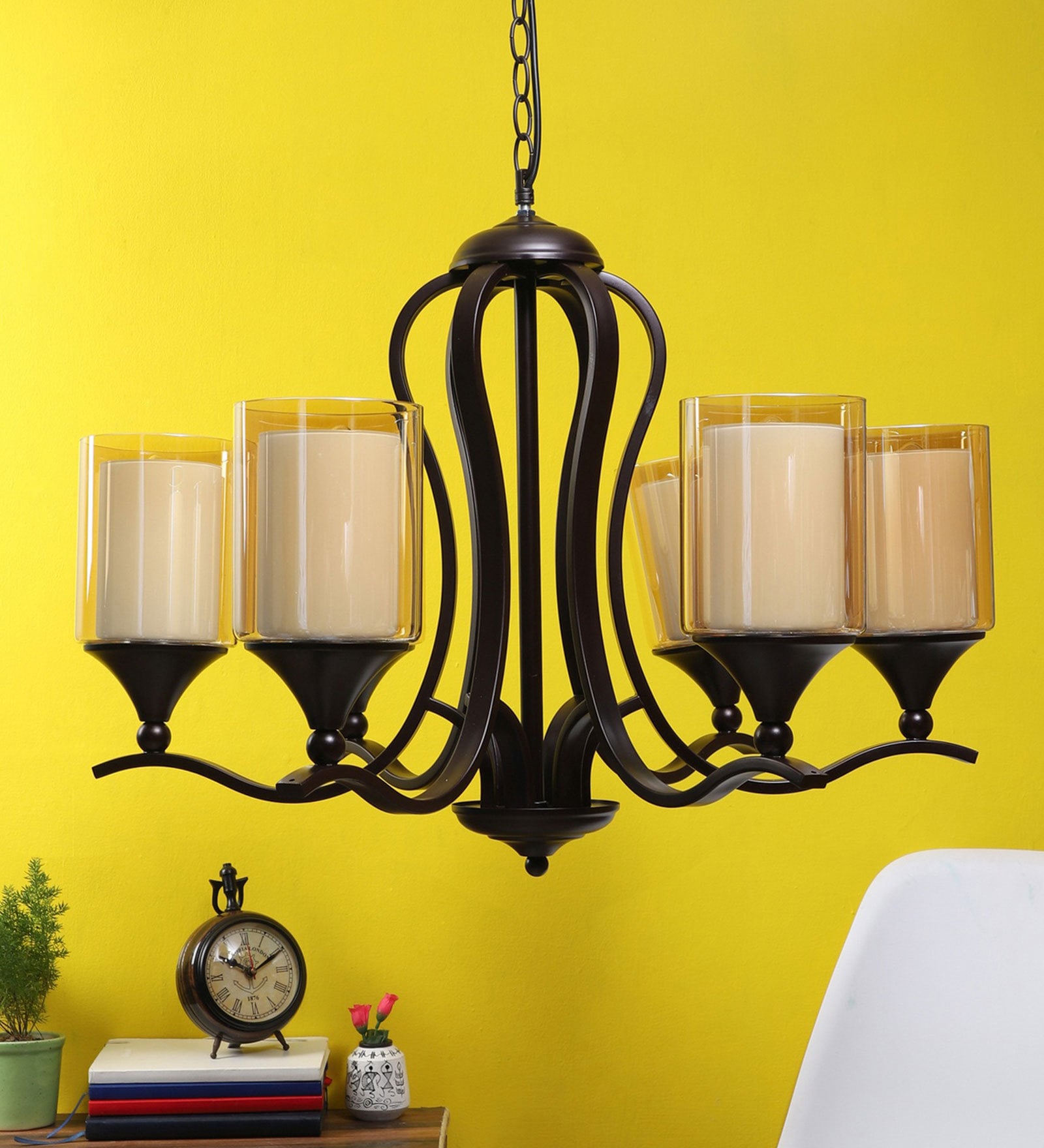 Rhombus Brown Metal Shaded Chandelier