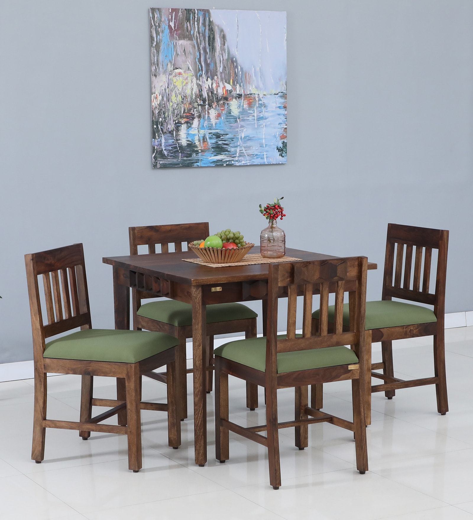 Avilys Sheesham Wood 4 Seater Dining Set In Provincial Teak Finish