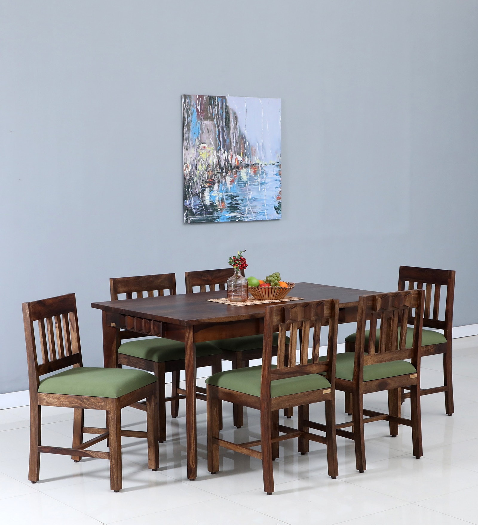 Avilys Sheesham Wood 6 Seater Dining Set In Provincial Teak Finish