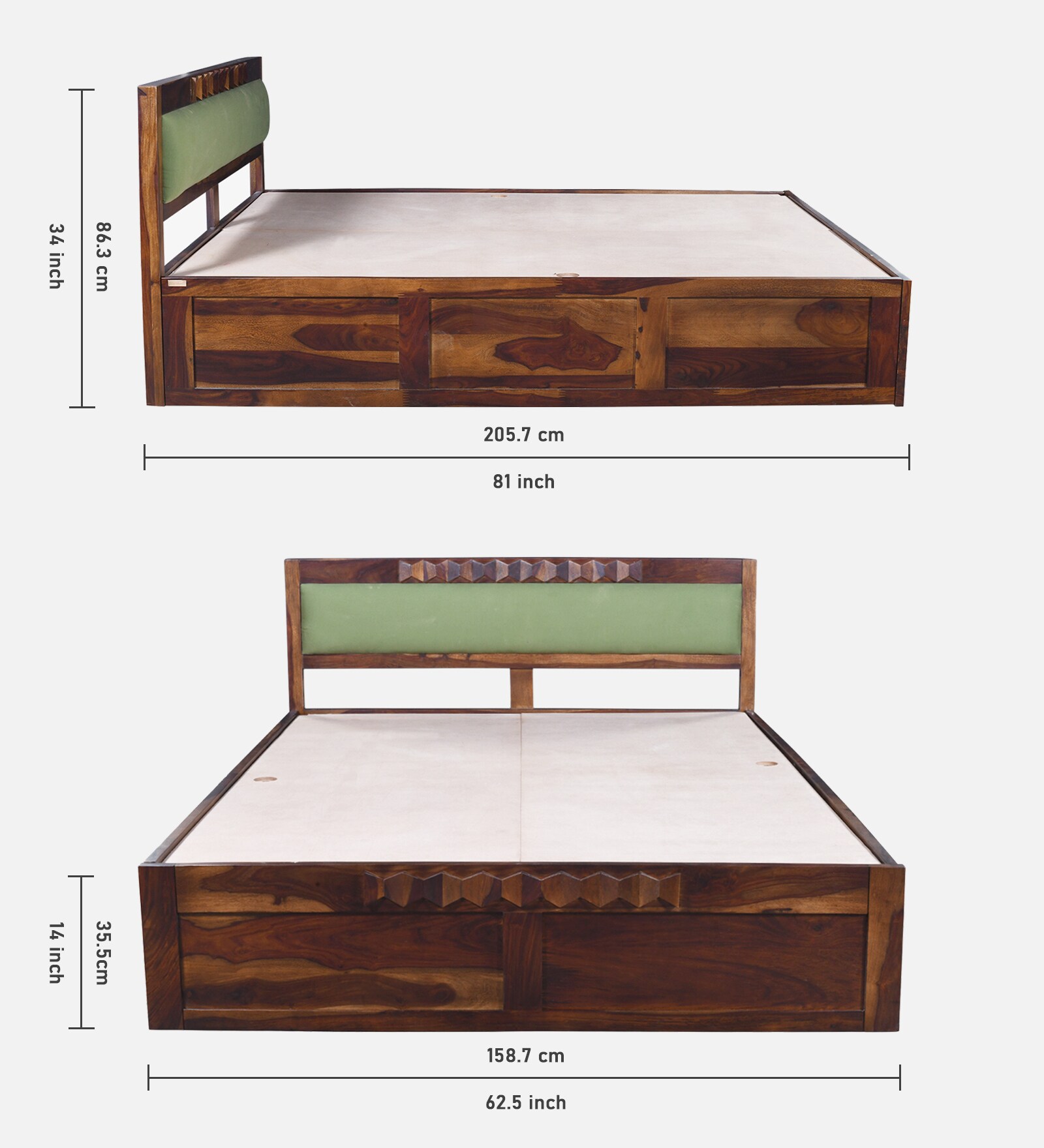 Avilys Sheesham Wood Queen Size Bed In Provincial Teak Finish With Box Storage Avilys Sheesham Wood Queen Size Bed In Provincial Teak Finish With Box Storage