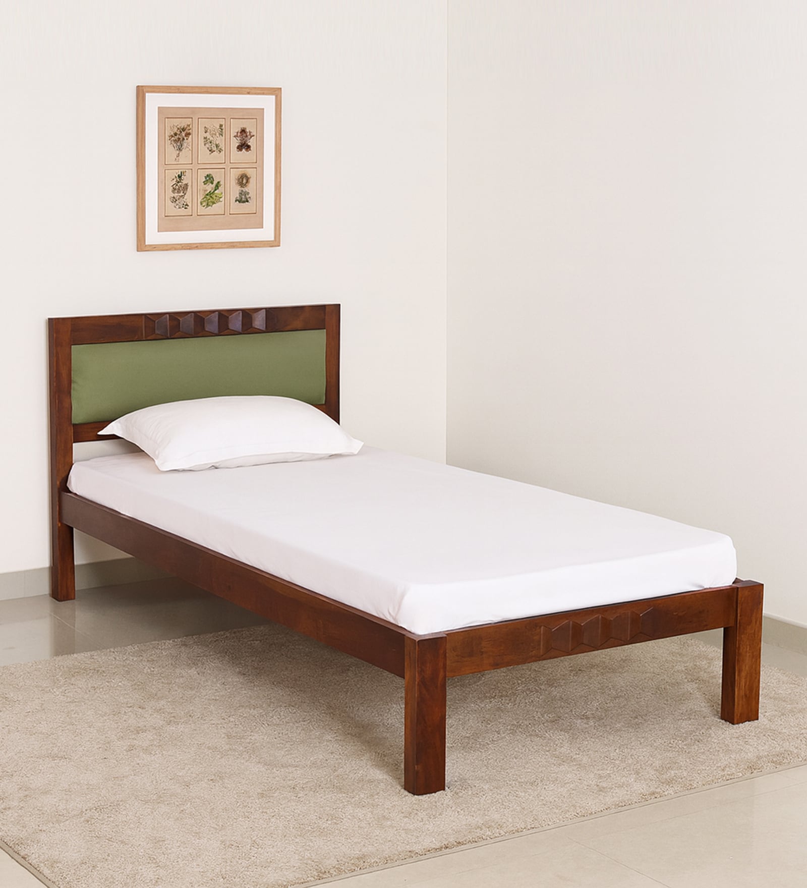 Avilys Sheesham Wood Single Bed In Provincial Teak Finish