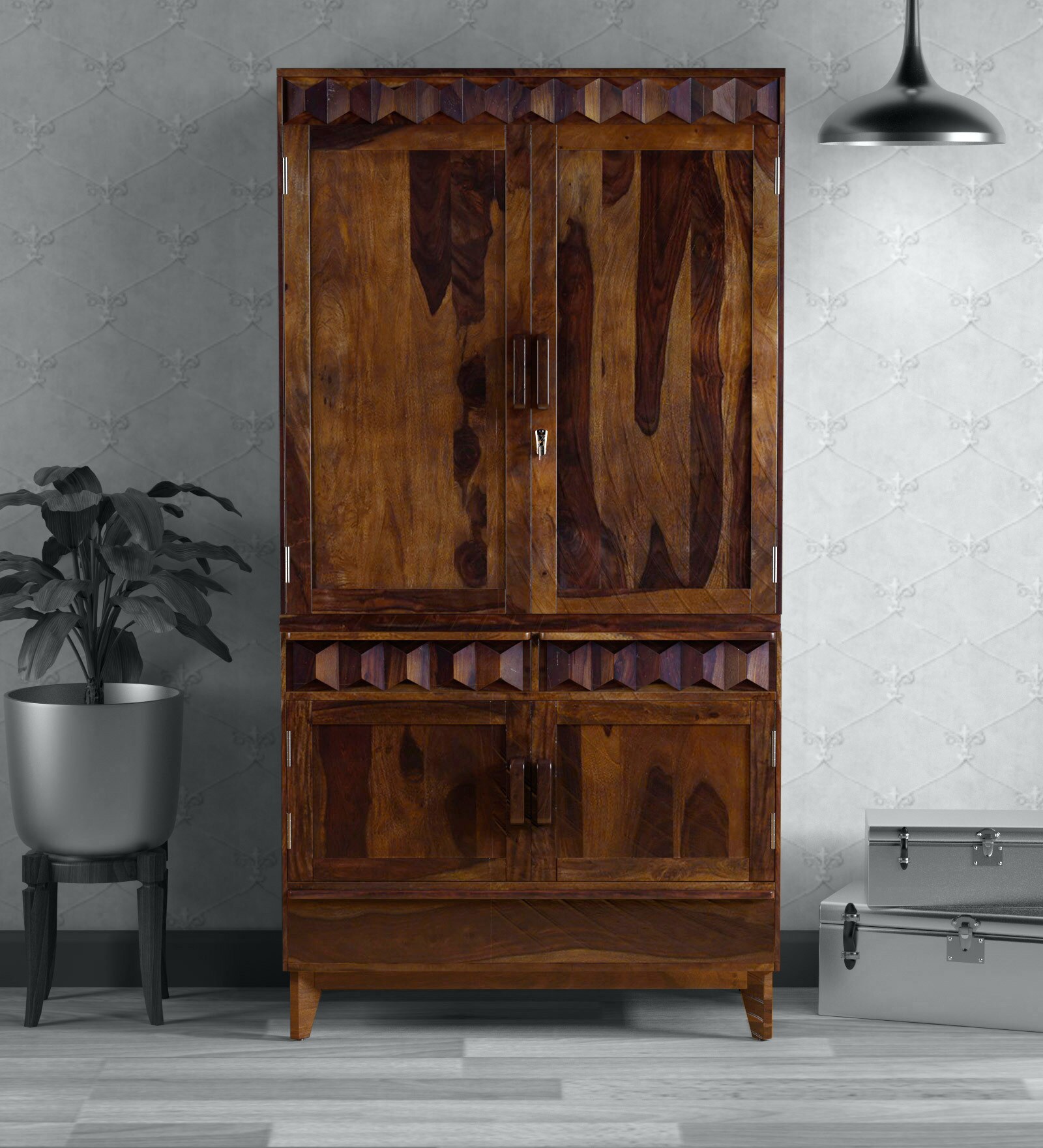 Avilys Sheesham Wood 2 Door Wardrobe In Provincial Teak