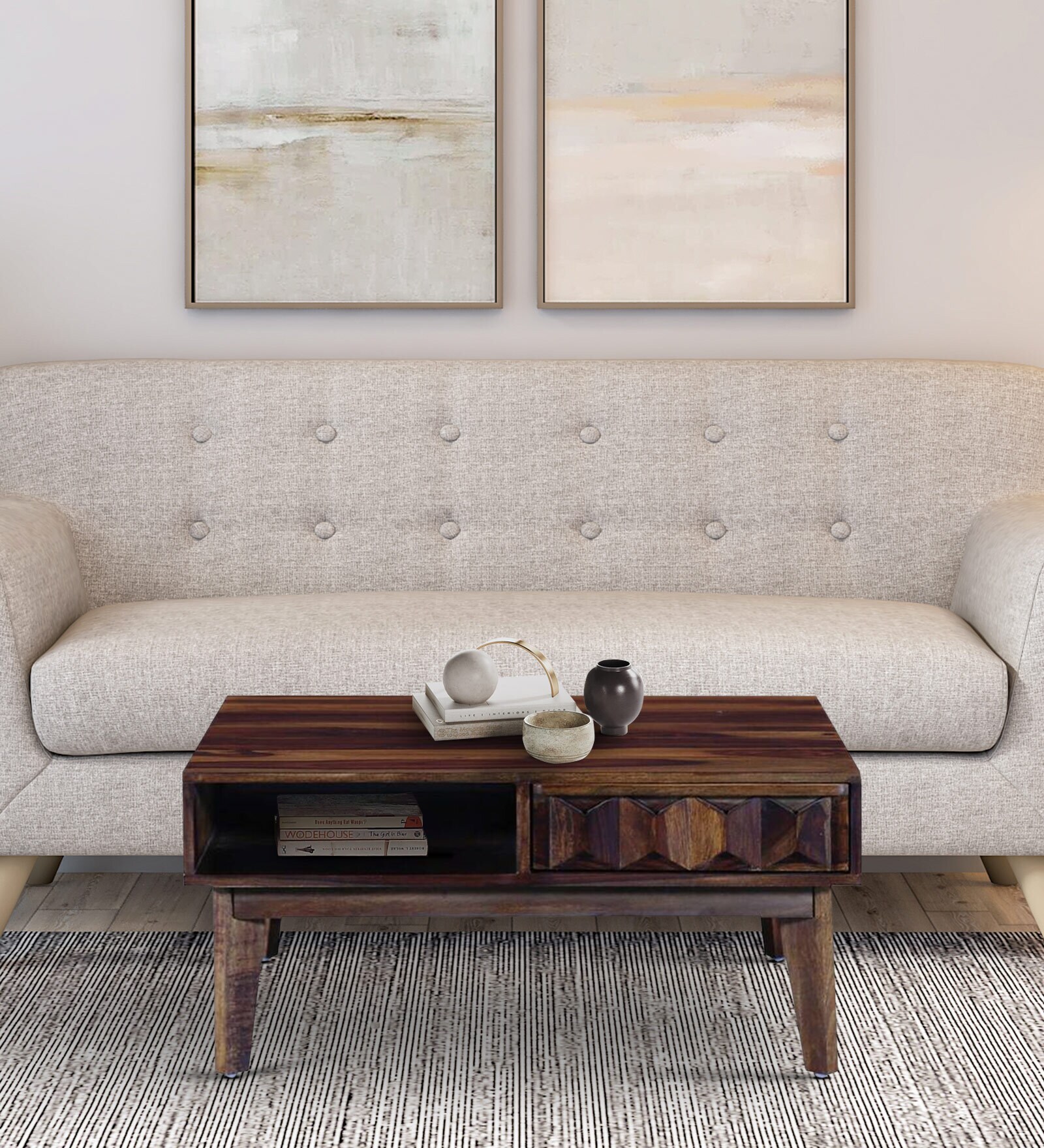 Avilys Sheesham Wood Coffee Table In Provincial Teak