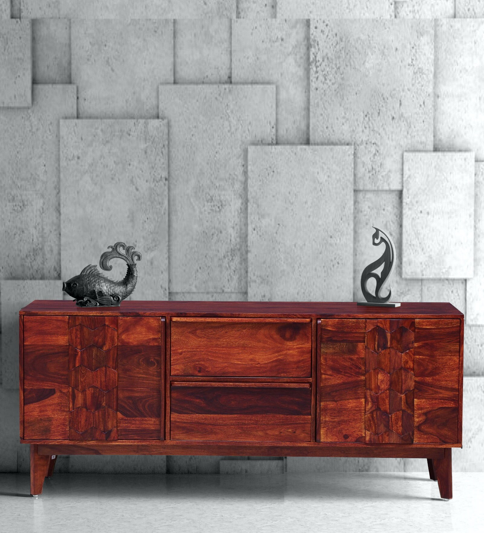 Avilys Sheesham Wood Sideboard in Honey Oak Finish