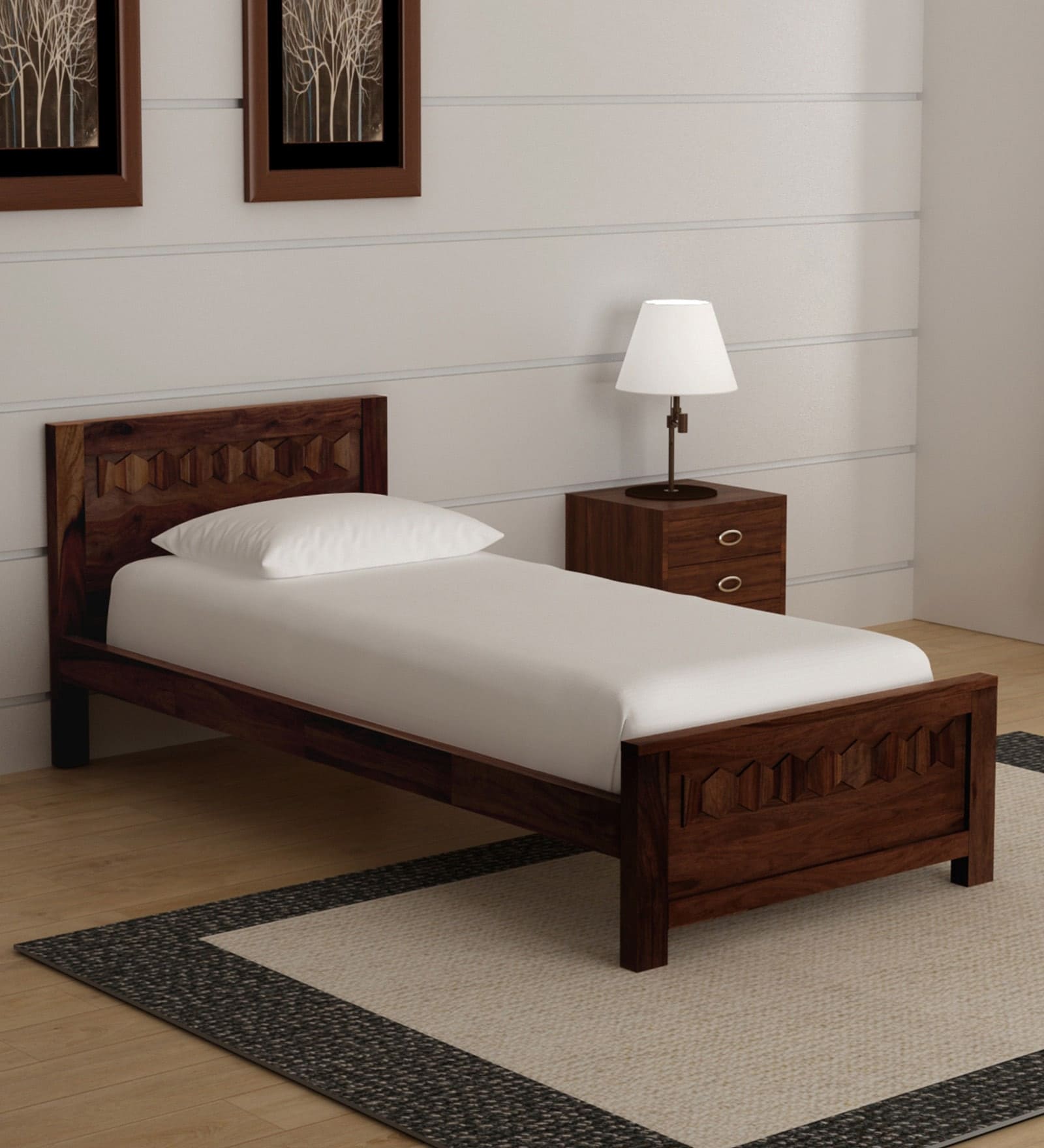 Buy Avilys Sheesham Wood Single Bed In Provincial Teak Finish at 29