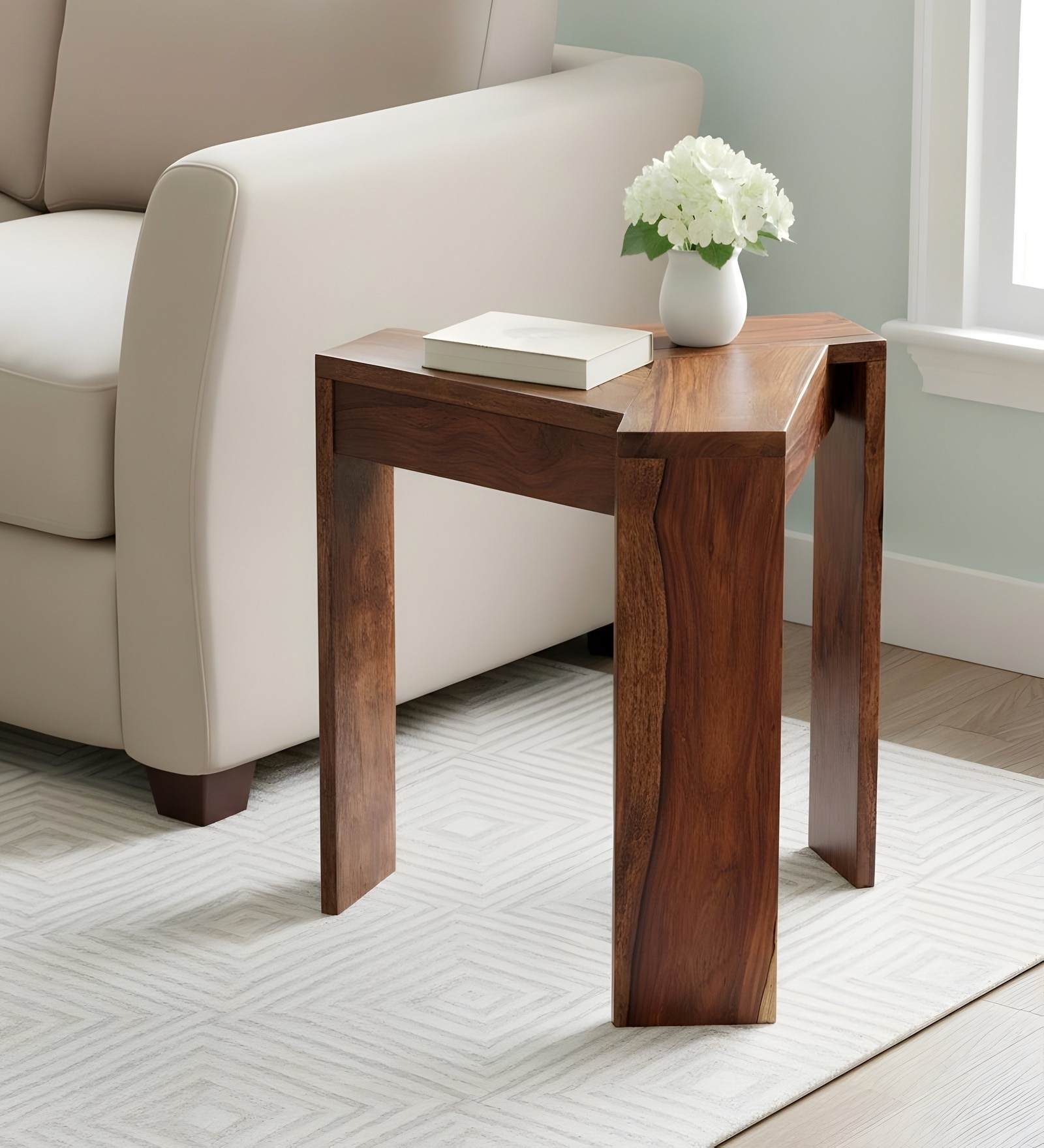 Avina Side Table In Natural Teak Finish