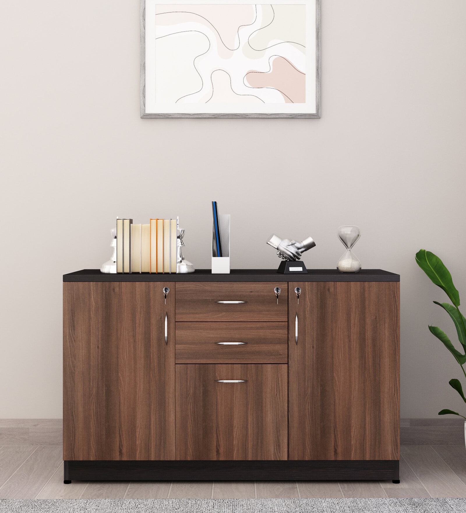 Avior File Cabinet in Dark Acazia & Wenge Colour