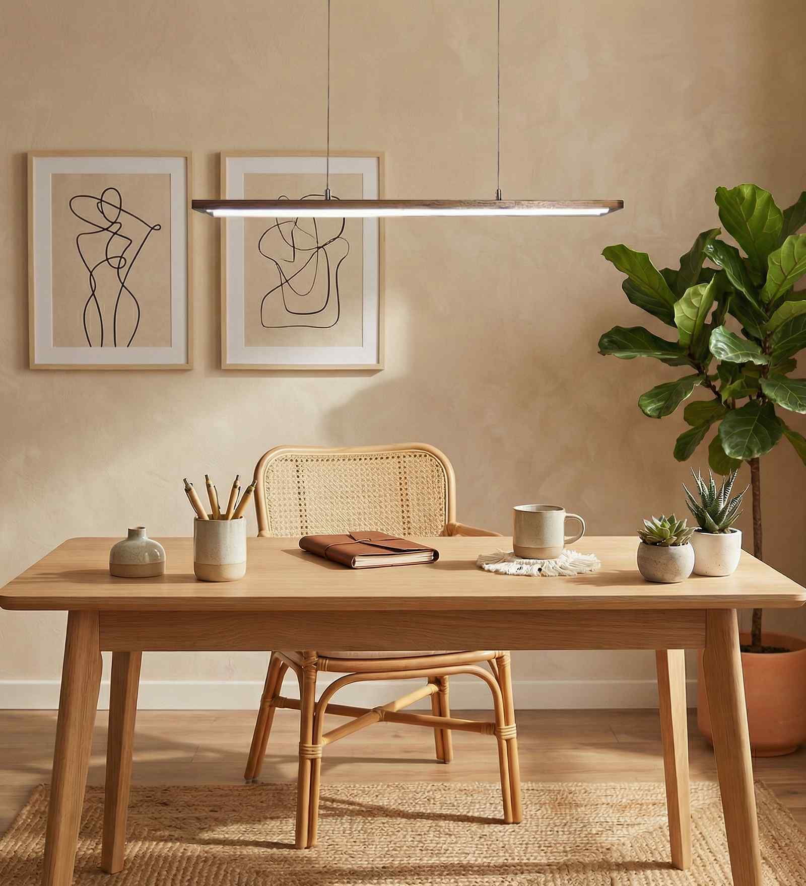 Avril 36 Brown Solid Wood Linear LED Hanging Light