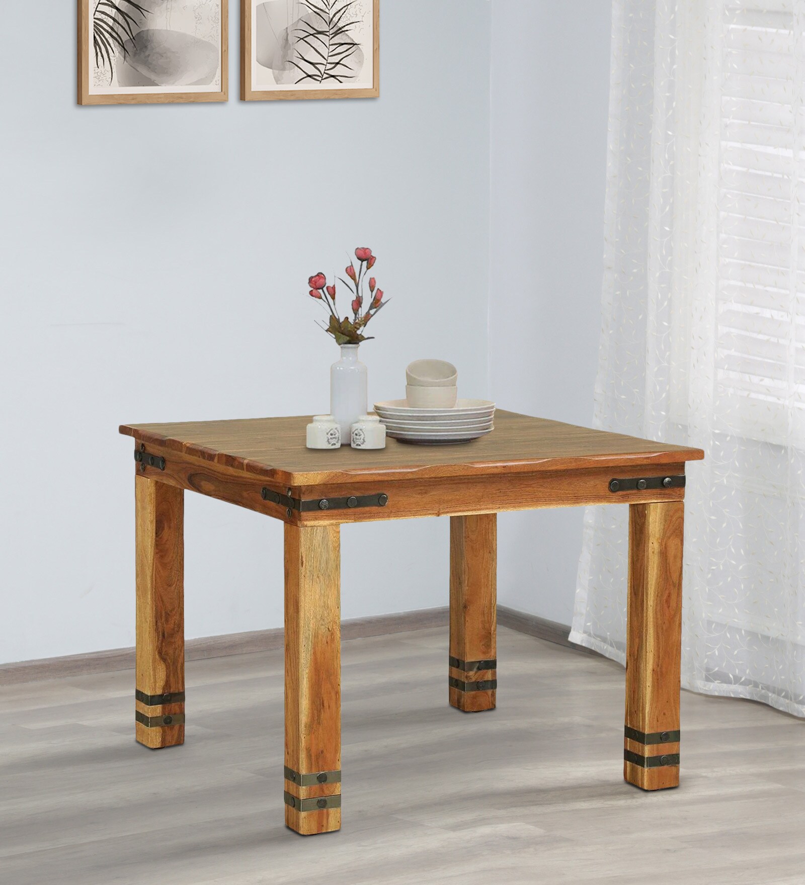 Avyanna Solid Wood 4 Seater Dining Table In Natural Finish