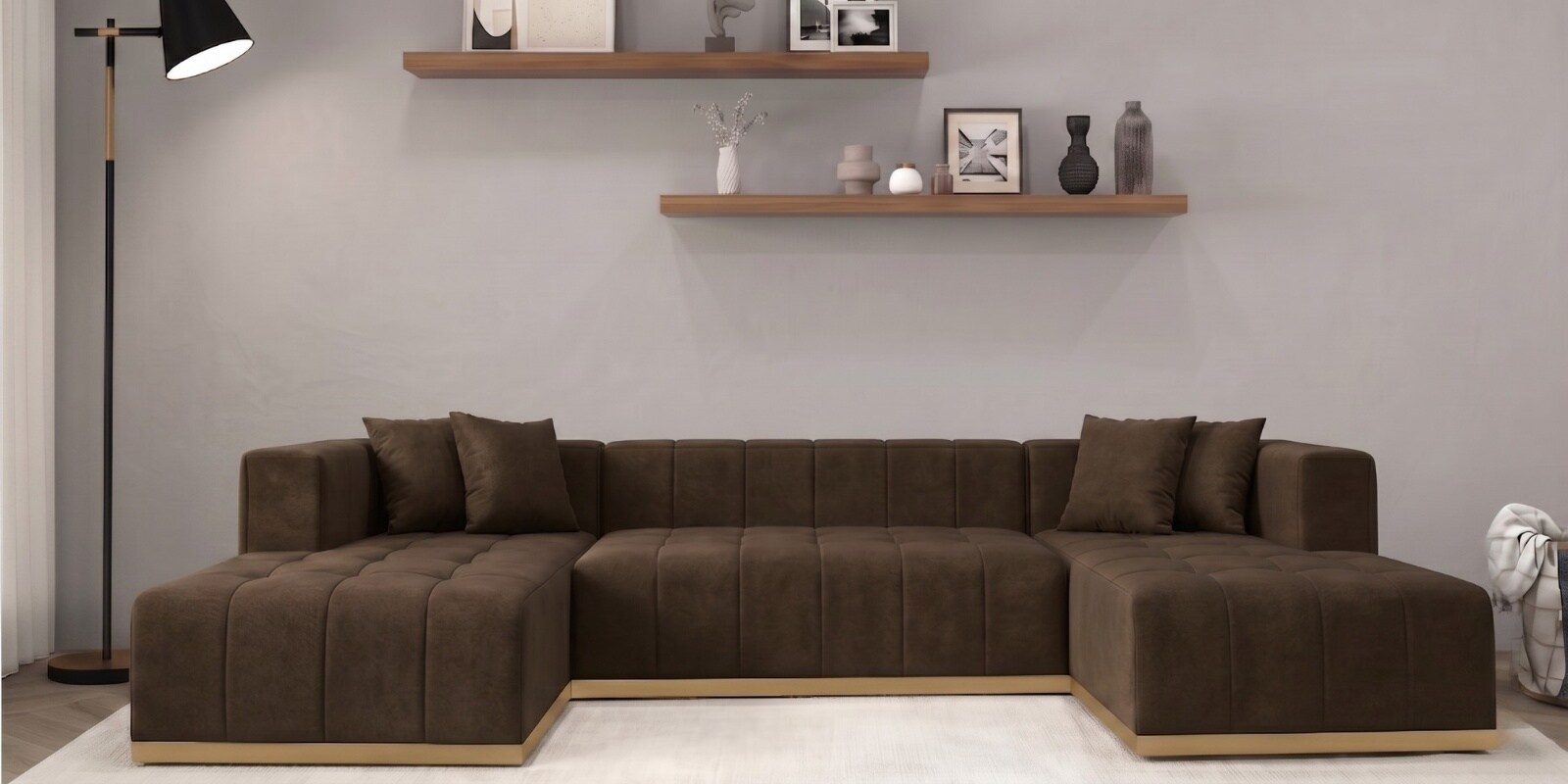 Avalon Signature Corner Sofa In Dark Brown Color