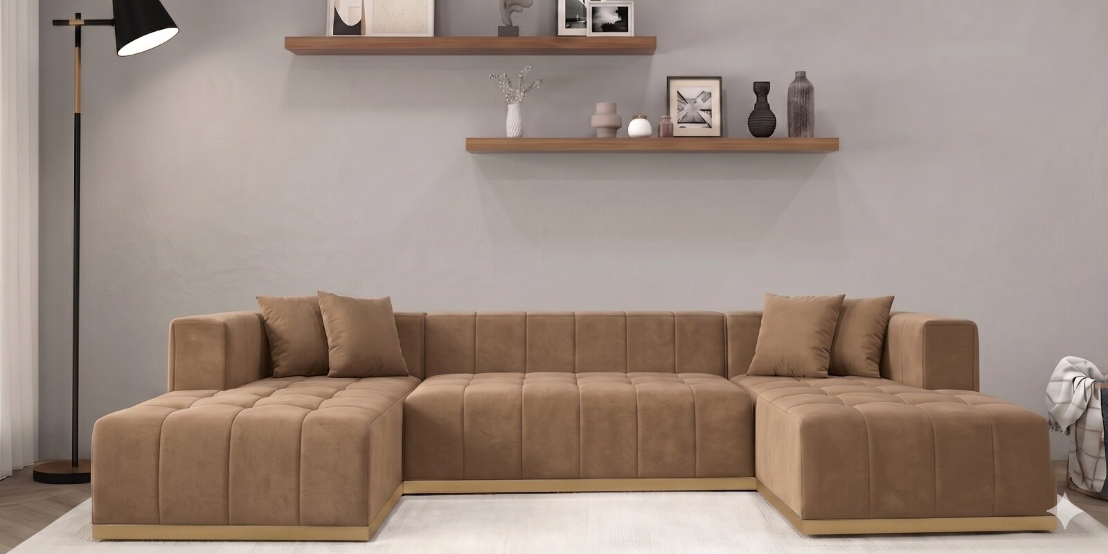 Avalon Signature Corner Sofa In Light Brown Color