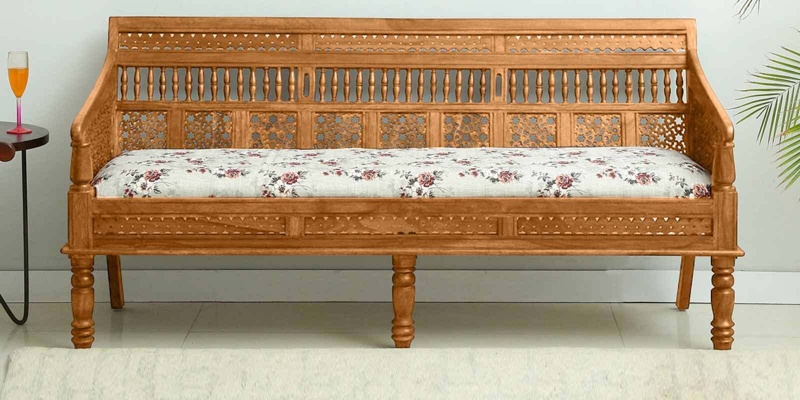 Avantika Sheesham Wood 3 Seater Sofa In Scratch Resistant Rustic Teak Finish