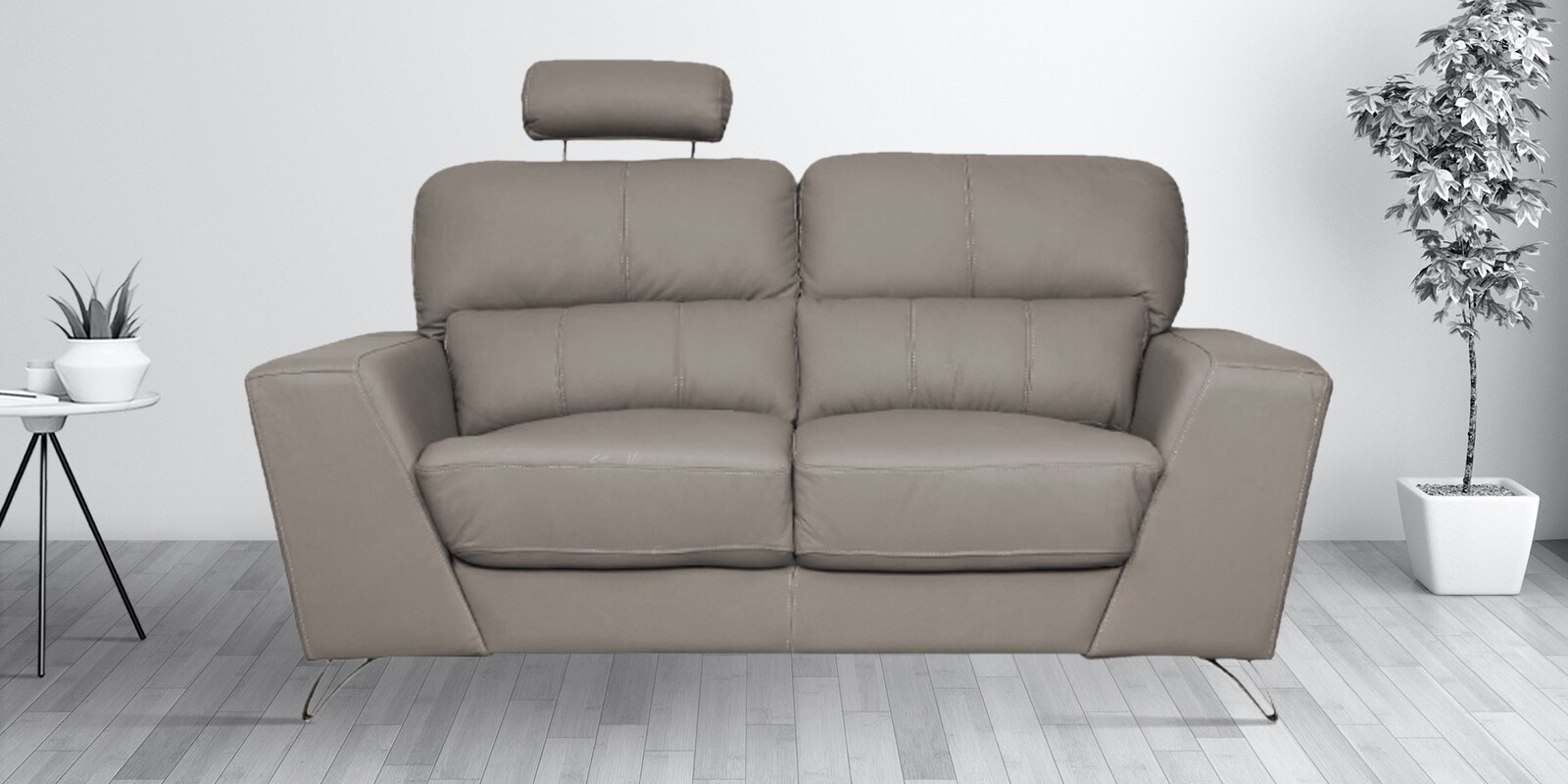 Averio Half Leather 2 Seater Sofa In Buff Colour
