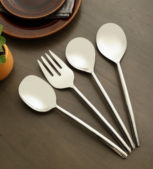 Ava Luxe Silver Serving Set