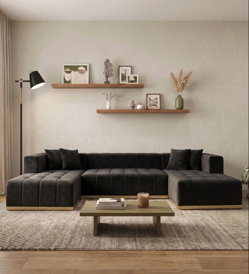 Avalon Signature Corner Sofa In Black Color